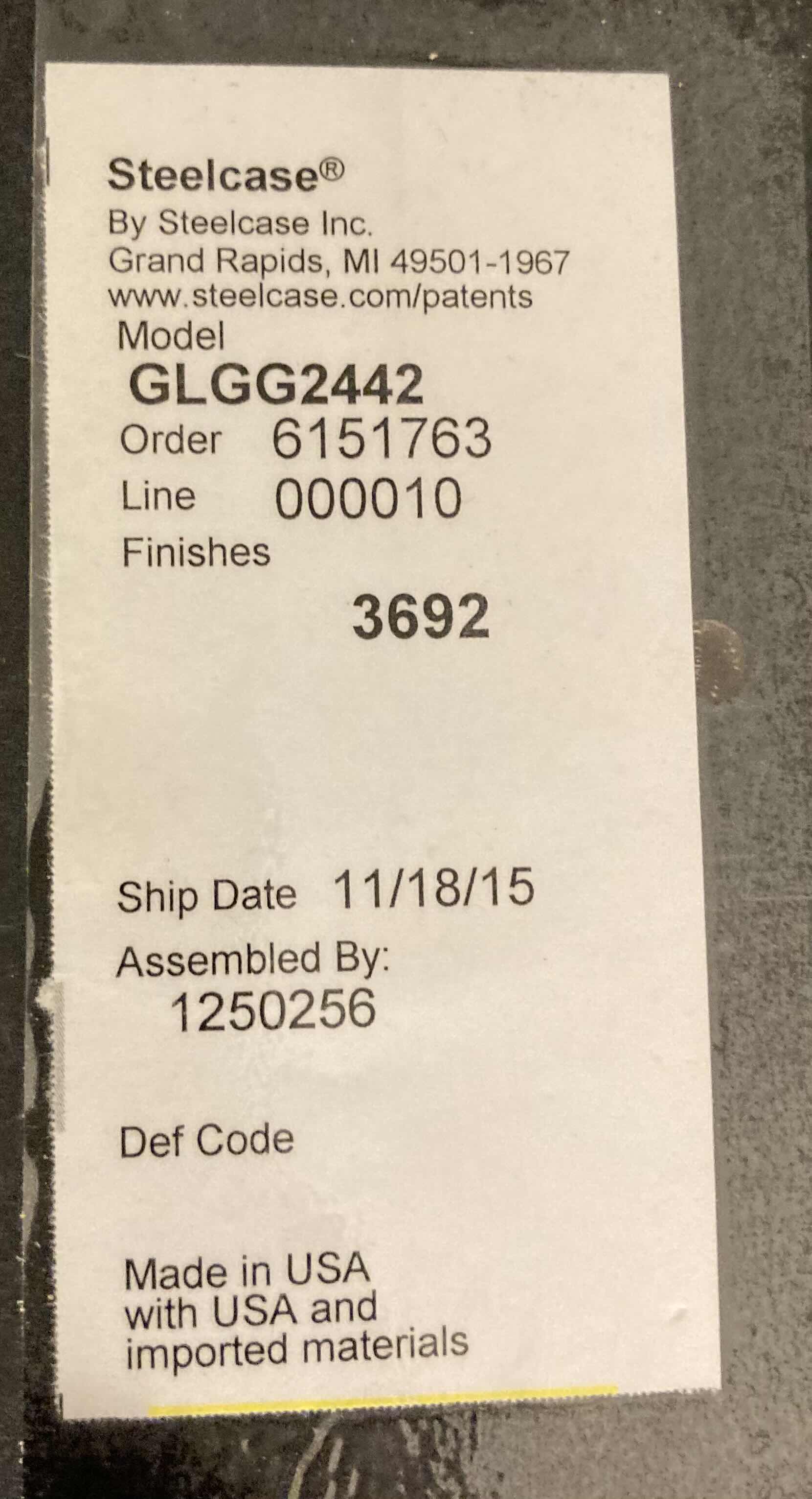 Photo 1 of STEELCASE BLACK FINISH OFFICE DESK 72” X 42” H29”