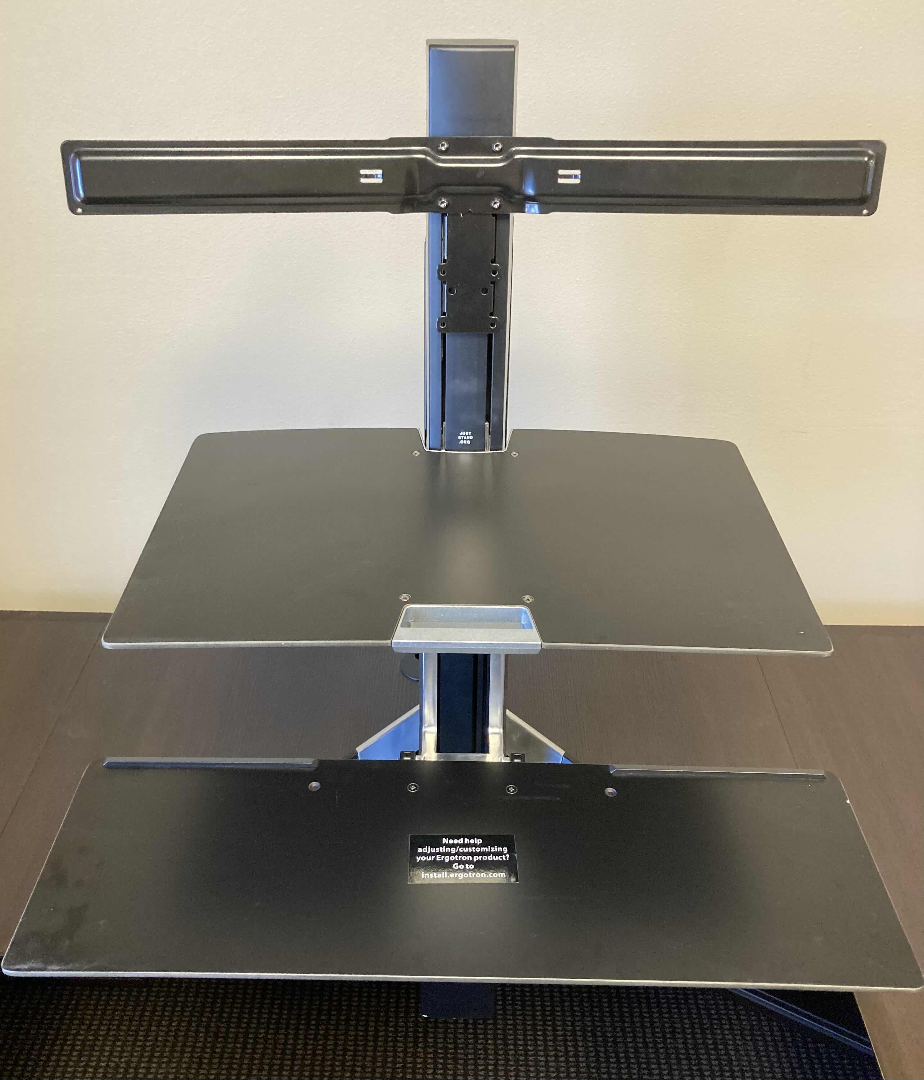 Photo 2 of ERGOTRON WORKFIT COMPUTER DUAL MONITOR DESK MOUNTED STAND 29” X 27” H36”