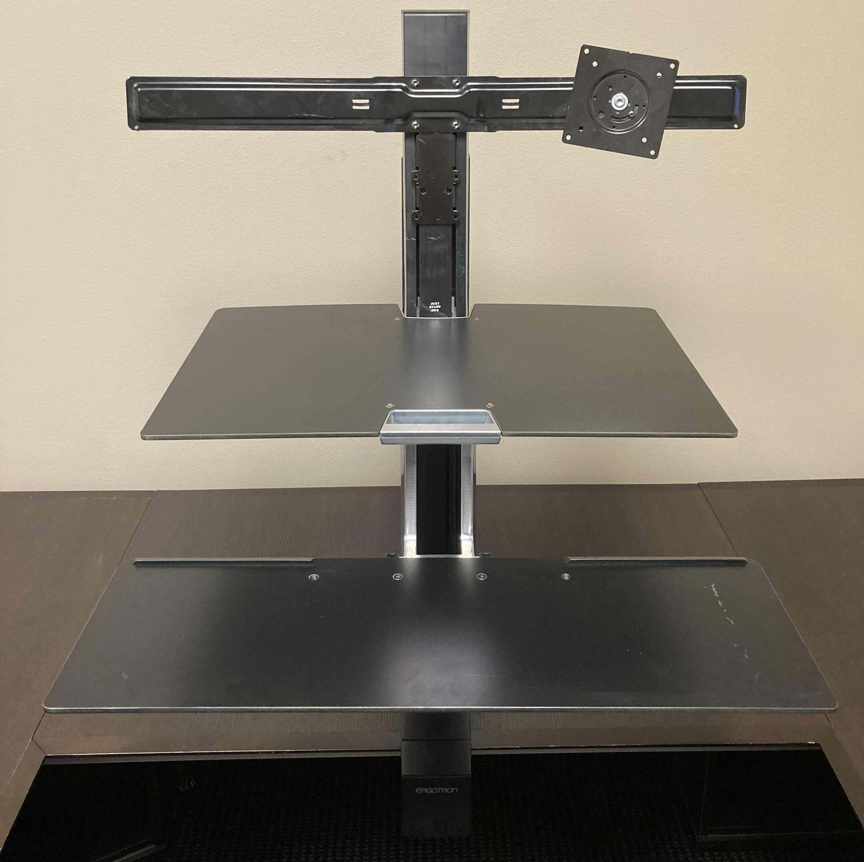 Photo 1 of ERGOTRON WORKFIT COMPUTER DUAL MONITOR DESK MOUNTED STAND 29” X 27” H36”