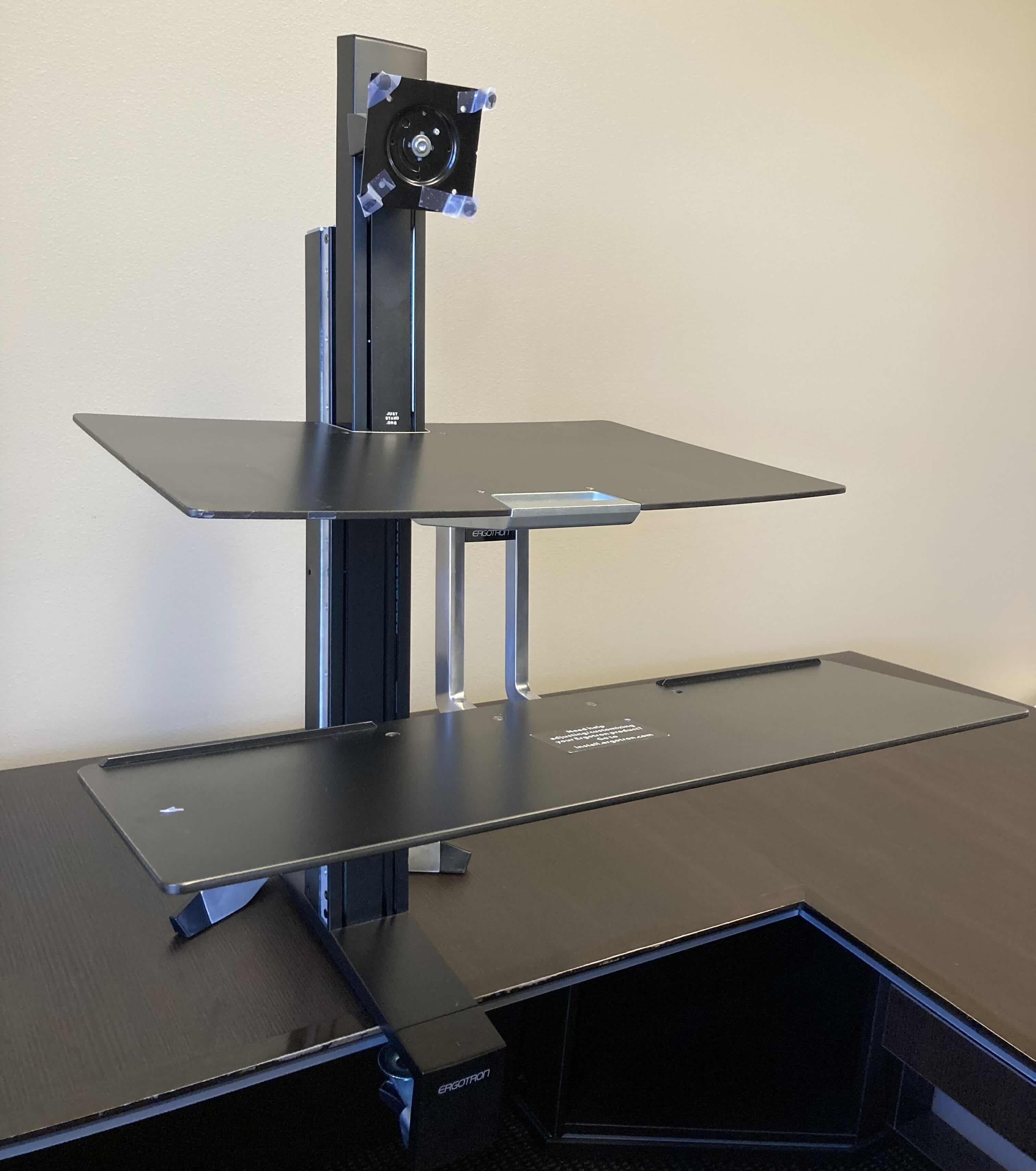 Photo 1 of ERGOTRON WORKFIT COMPUTER SINGLE MONITOR DESK MOUNTED STAND 29” X 27” H36”