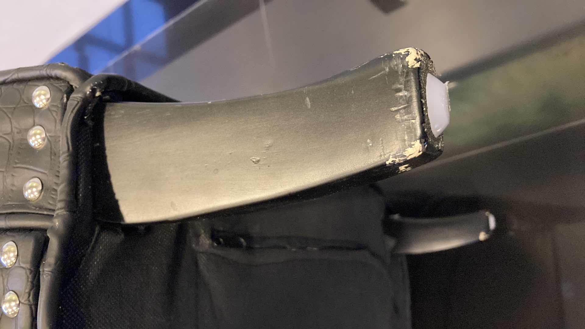 Photo 12 of ANJIAILIDA FURNITURE FACTORY BLACK LEATHER ALLIGATOR FINISH WINGBACK CHAIR 32” X 30” H40”