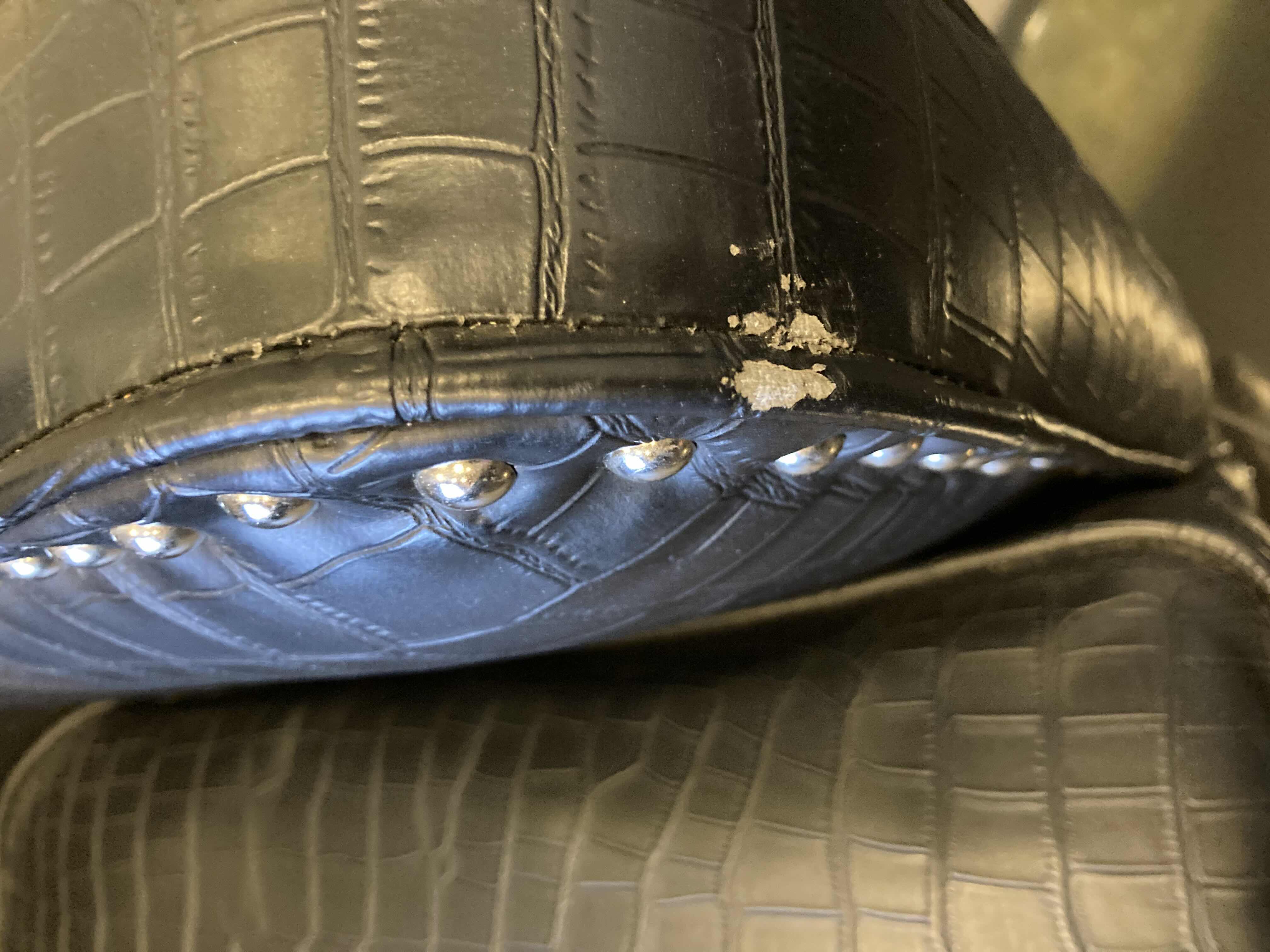 Photo 10 of ANJIAILIDA FURNITURE FACTORY BLACK LEATHER ALLIGATOR FINISH WINGBACK CHAIR 32” X 30” H40”