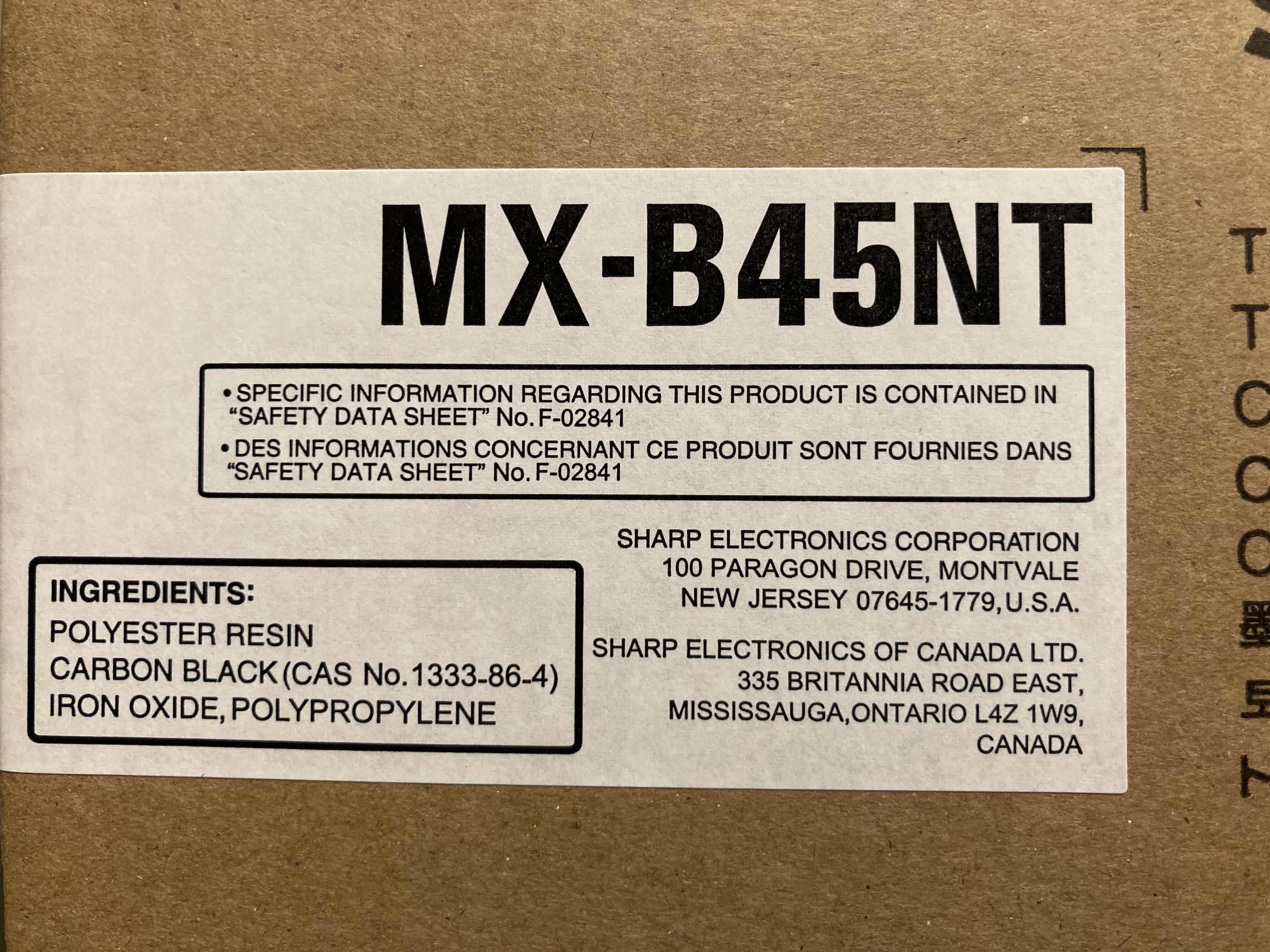 Photo 1 of NEW SHARP MX-B45NT BLACK TONER CARTRIDGE