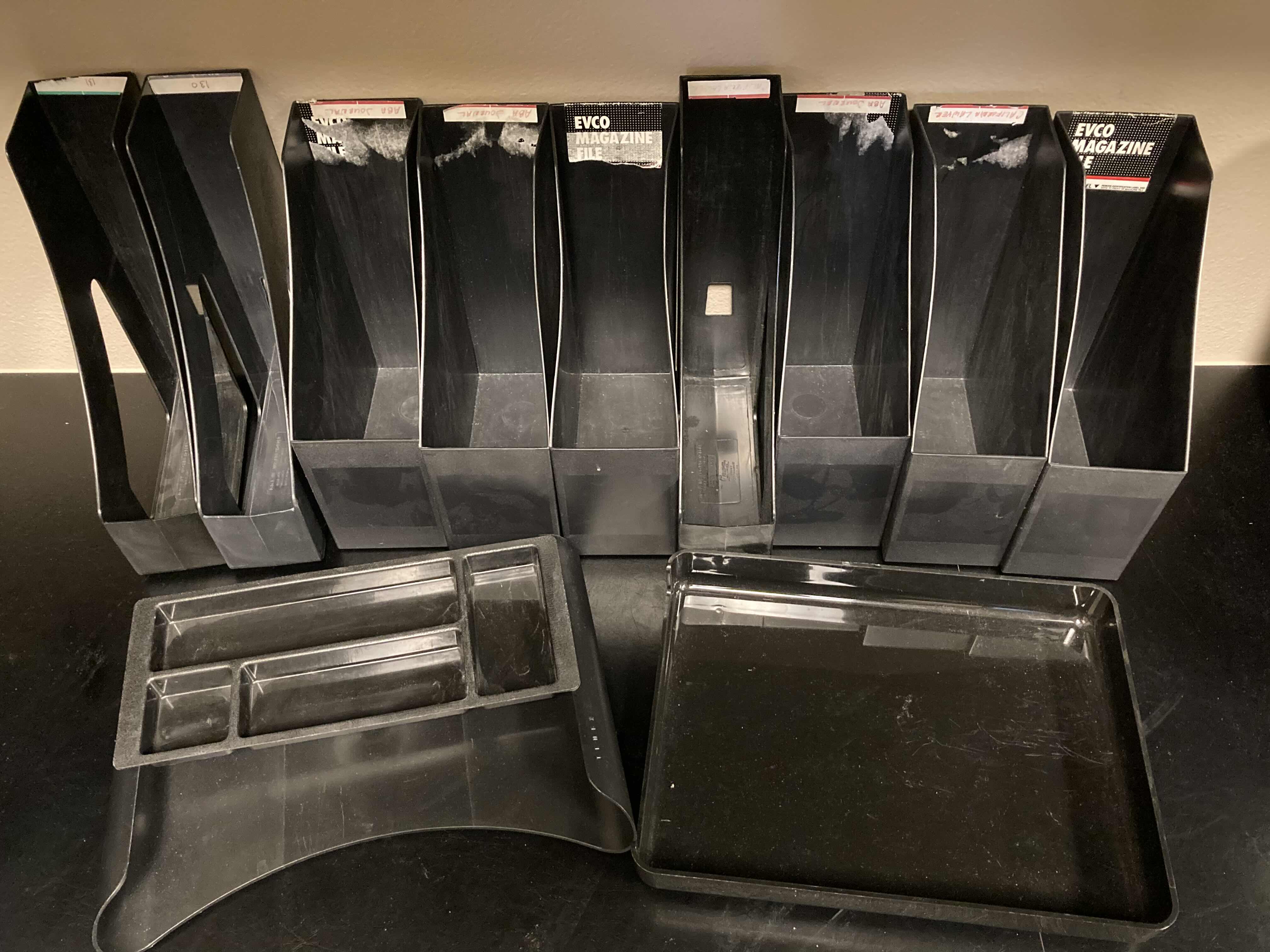 Photo 1 of BLACK PLASTIC FILE HOLDERS (9) & STATIONARY HOLDERS (3)