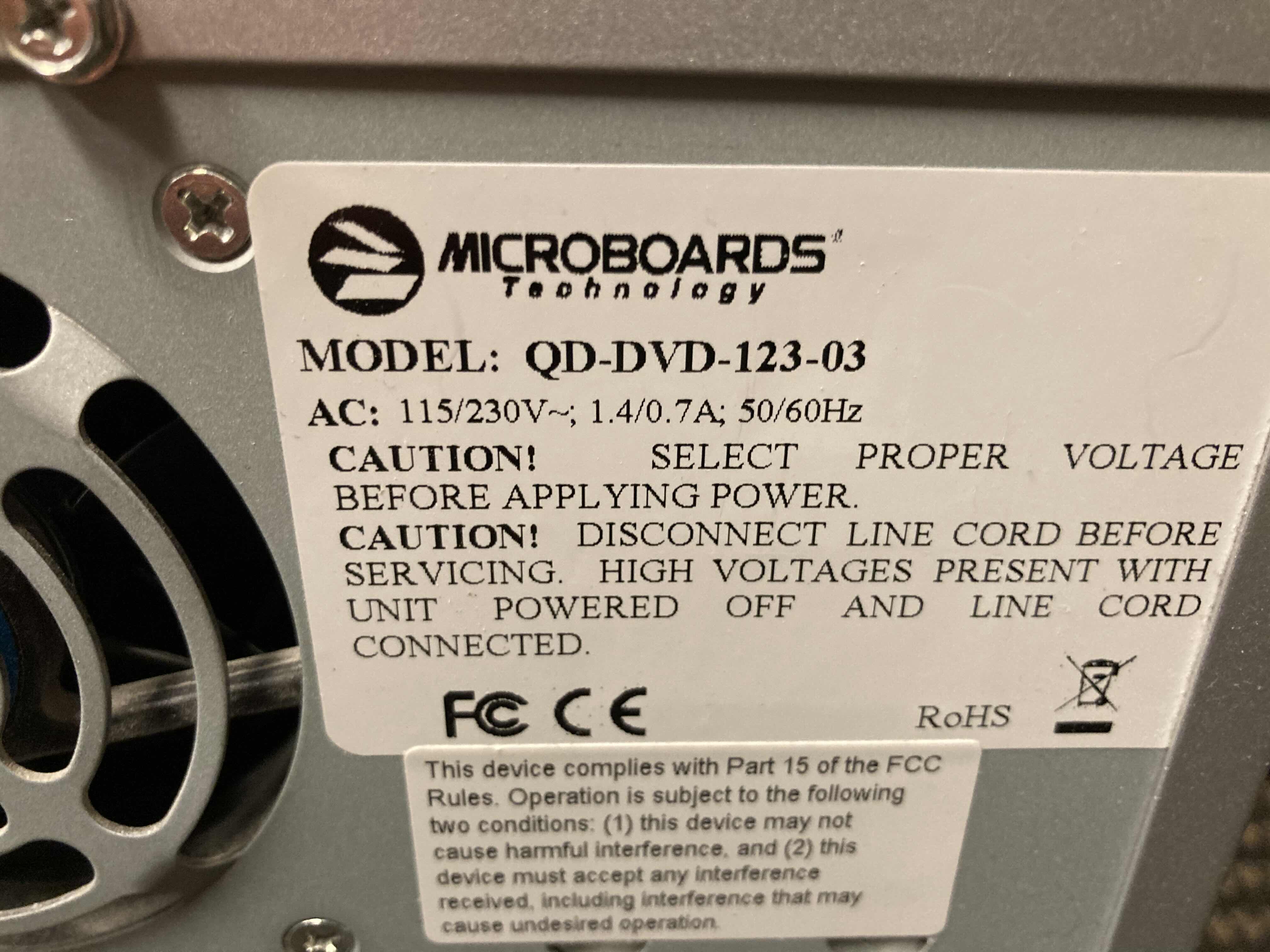 Photo 1 of MICRO BOARDS CD/DVD DUPLICATOR 
MODEL QD DVD 123 03