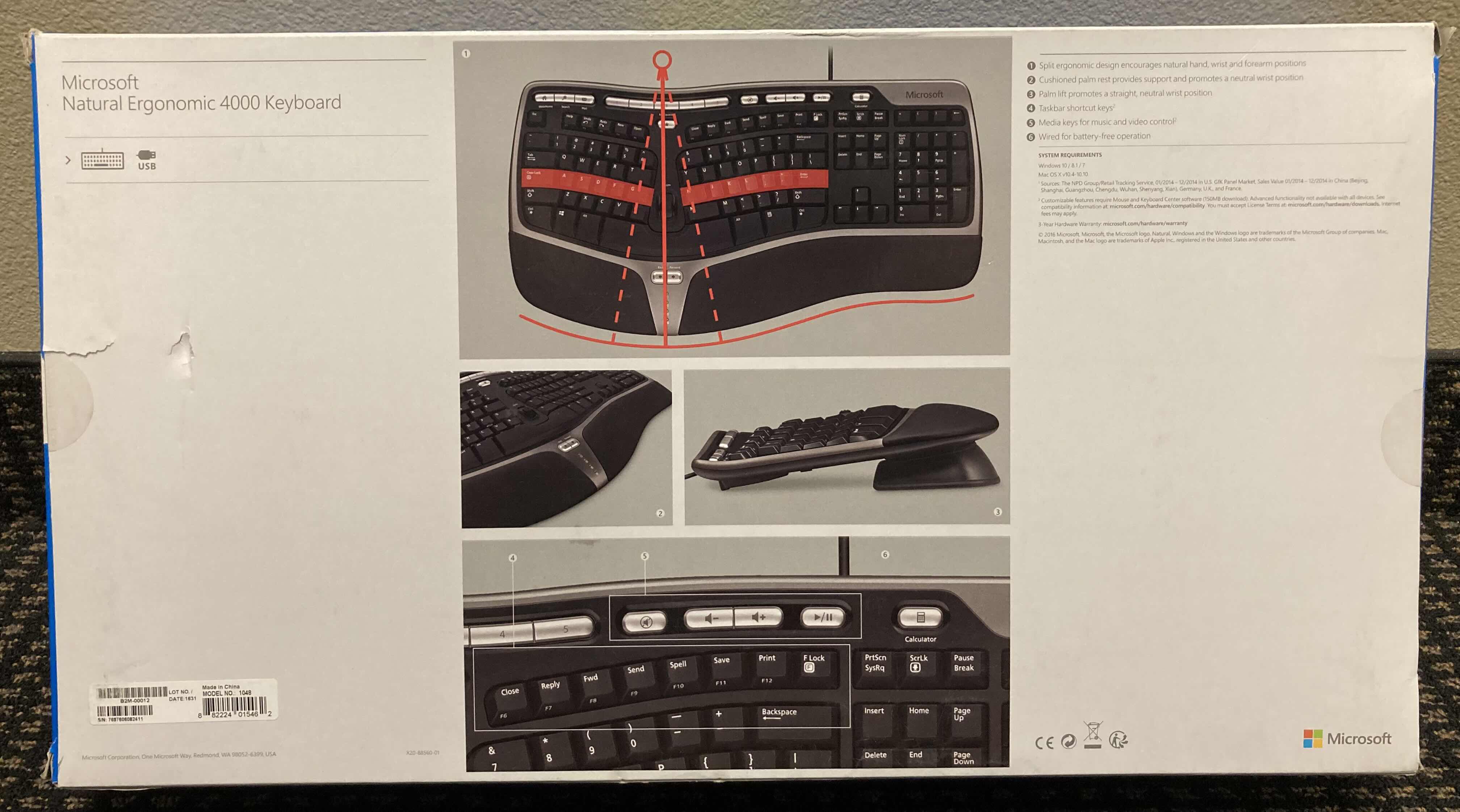 Photo 1 of MICROSOFT NATURAL ERGONOMIC 4000 WIRED KEYBOARD