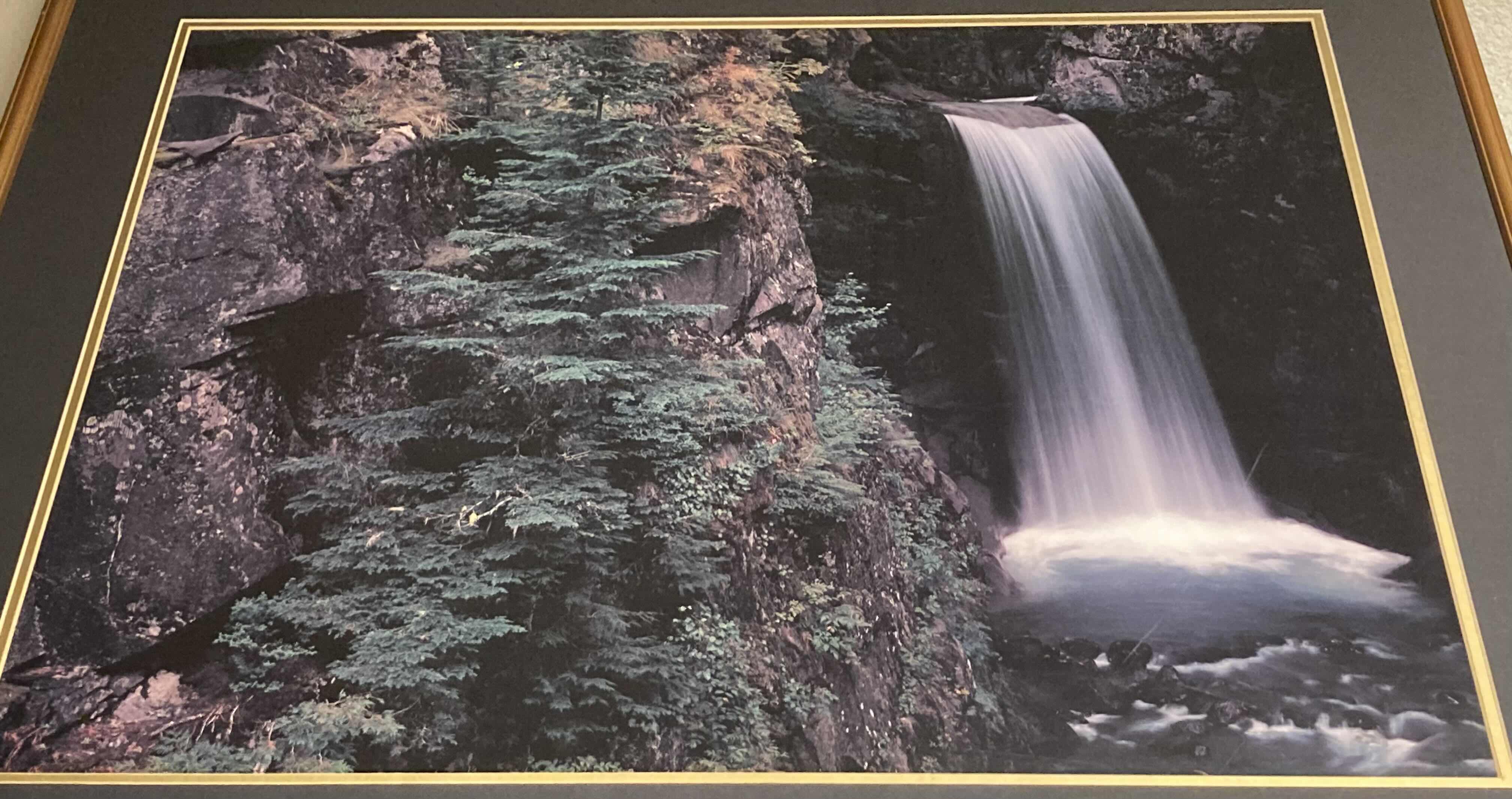 Photo 1 of VINTAGE RAINFOREST WATERFALL FRAMED PHOTO POSTER 35” X 29”