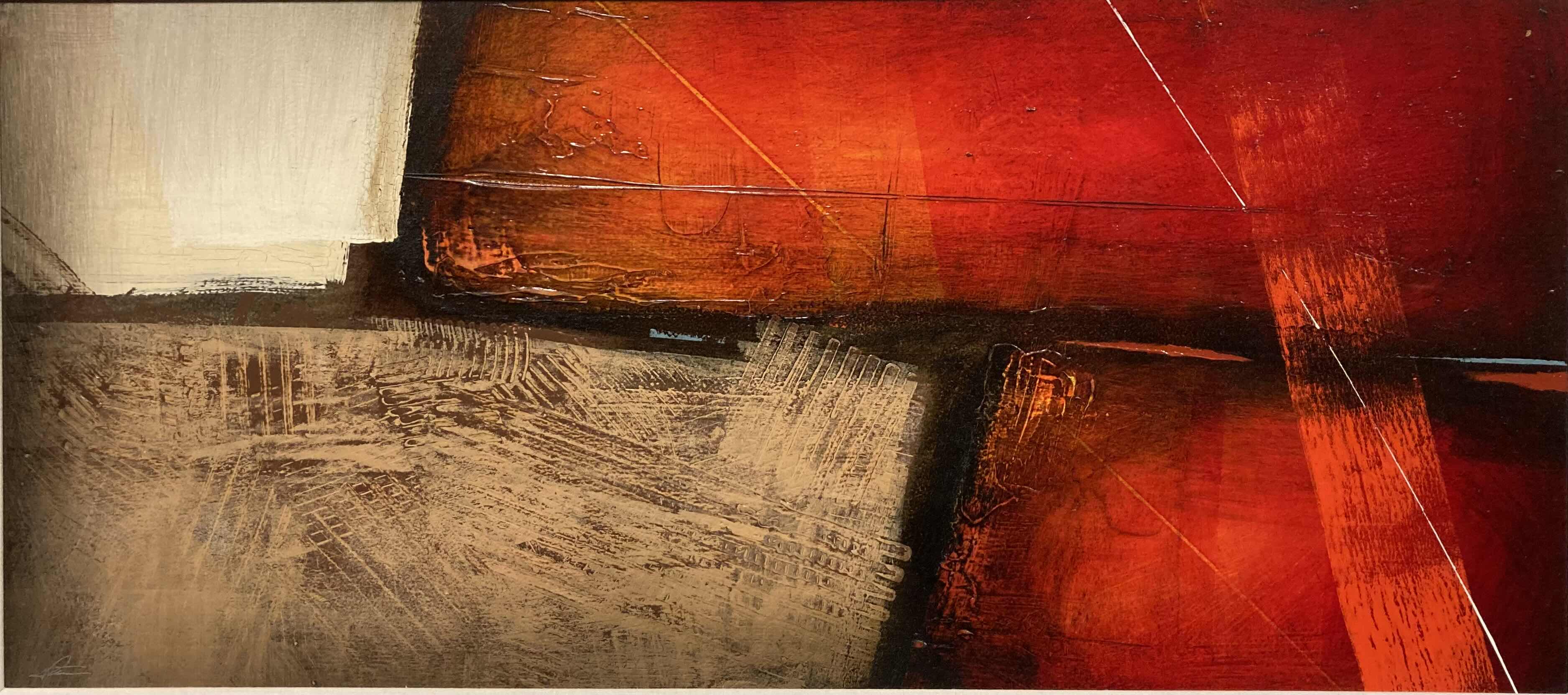 Photo 1 of ABSTRACT ART FRAMED CANVAS ARTWORK SIGNED BY ARTIST
 43” X 23”