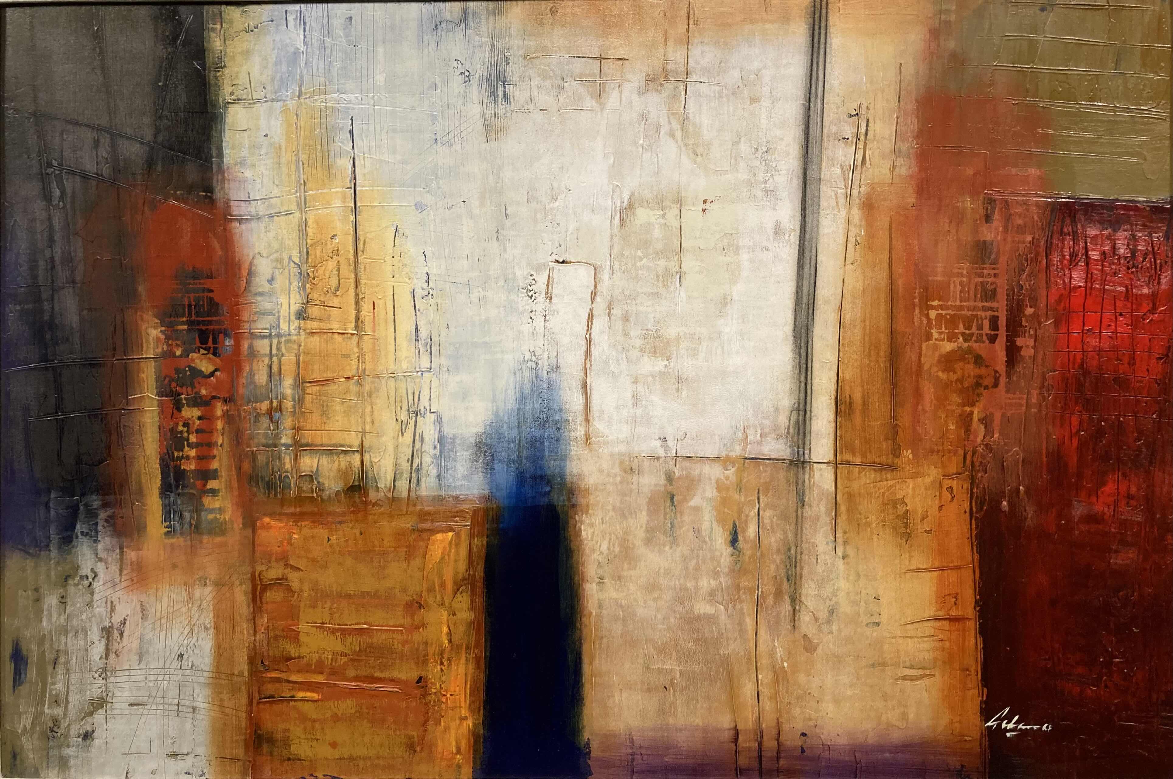 Photo 1 of ABSTRACT ART FRAMED CANVAS ARTWORK SIGNED BY ARTIST 37” X 27”