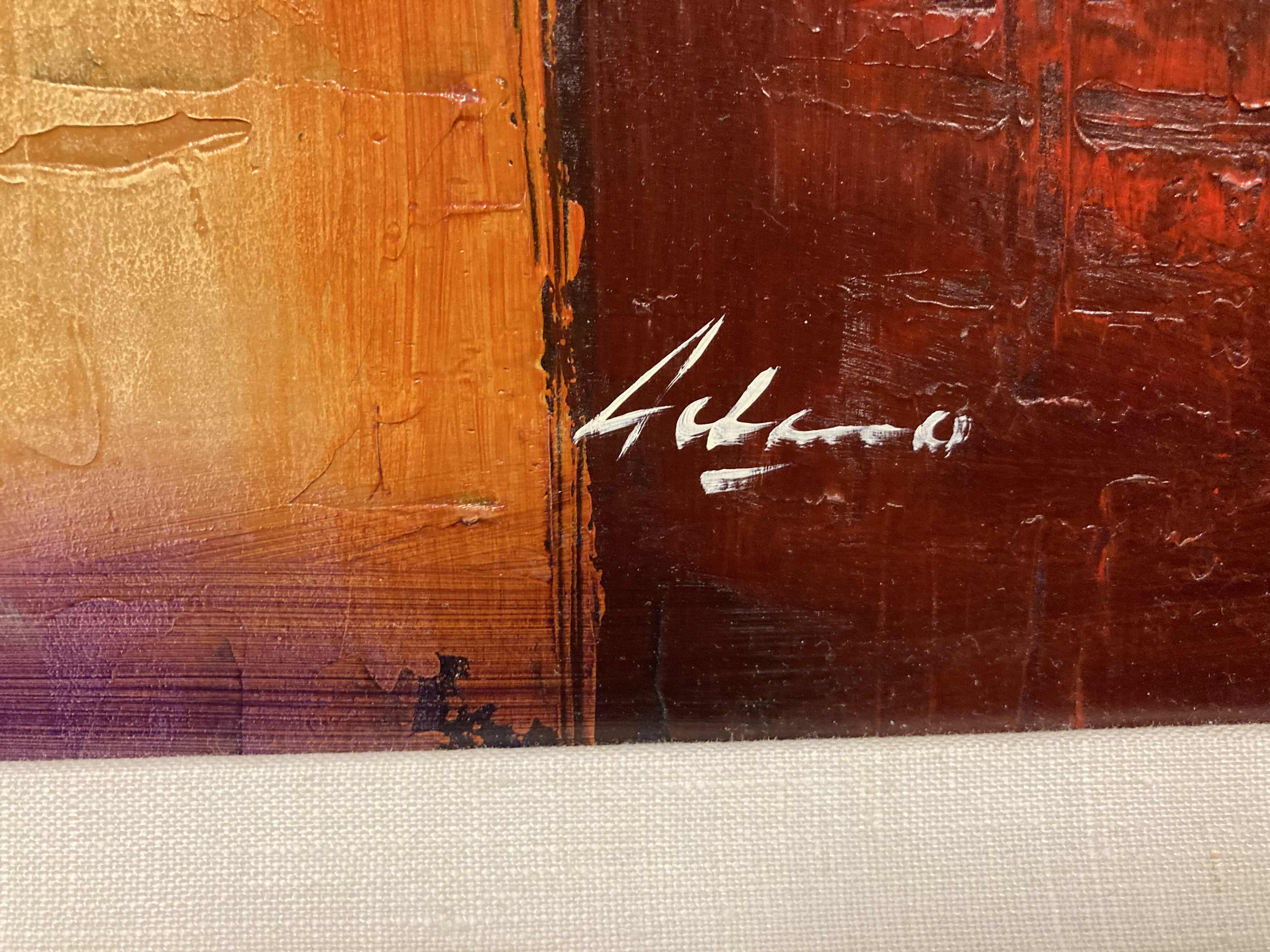 Photo 1 of ABSTRACT ART FRAMED CANVAS ARTWORK SIGNED BY ARTIST 37” X 27”