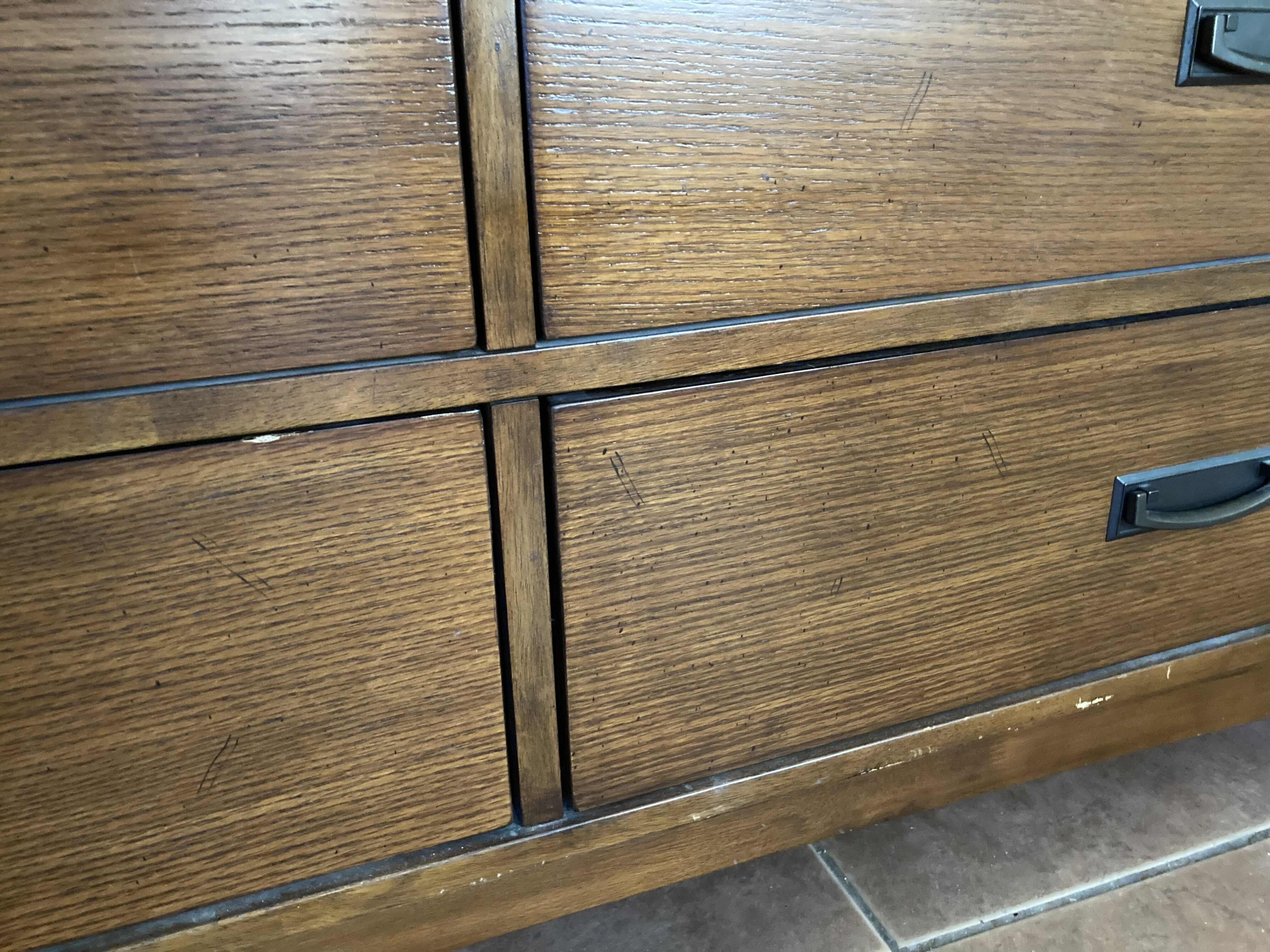 Photo 8 of VINTAGE DARK OAK 9 DRAWER DRESSER 66” X 18” H42”