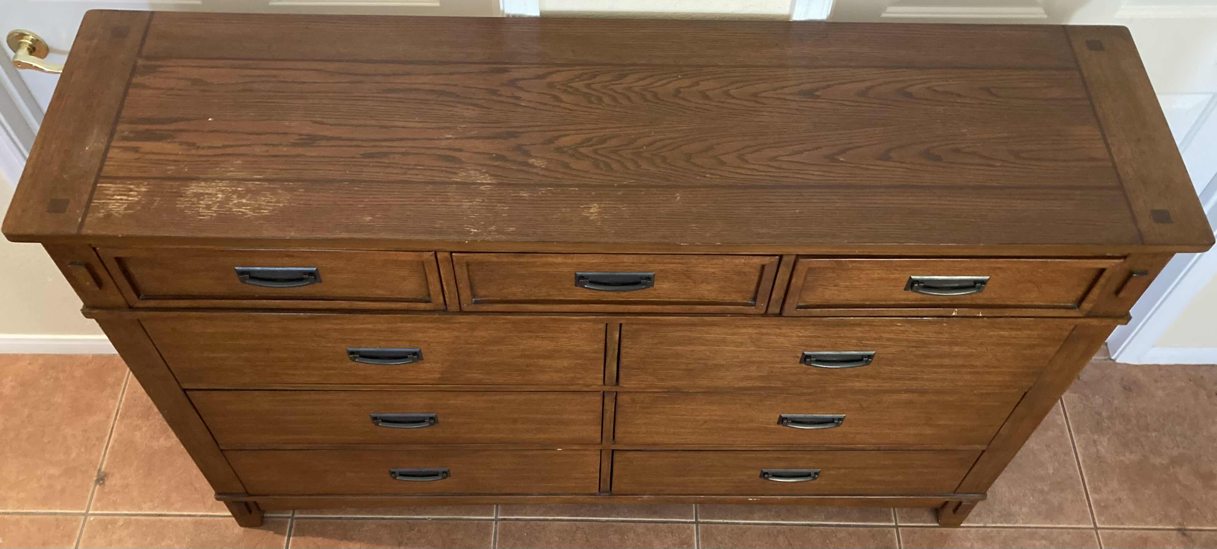 Photo 5 of VINTAGE DARK OAK 9 DRAWER DRESSER 66” X 18” H42”