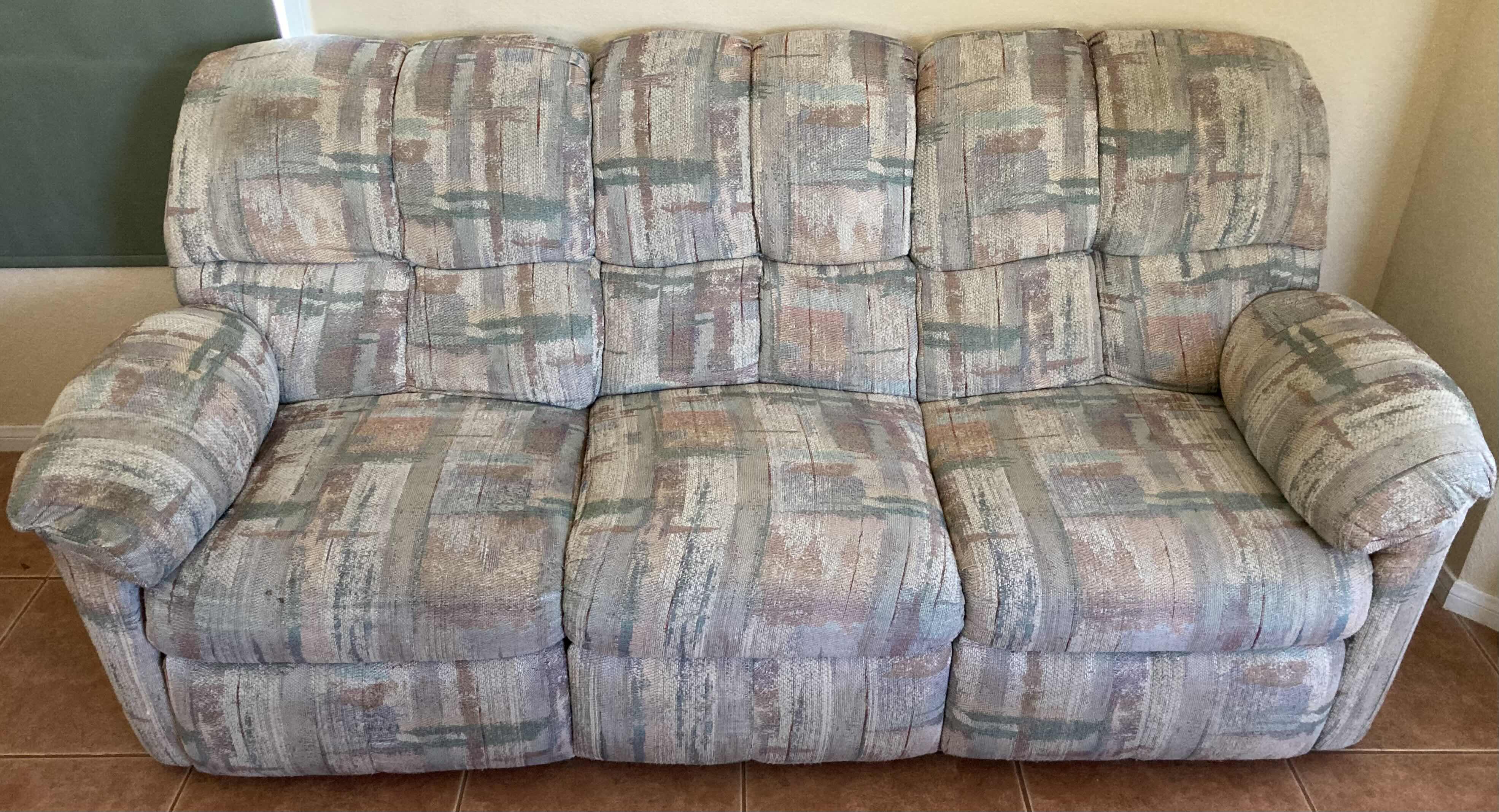 Photo 1 of SOUTHWESTERN STYLE RECLINING SOFA W THROW PILLOWS 84” X 40” H37”