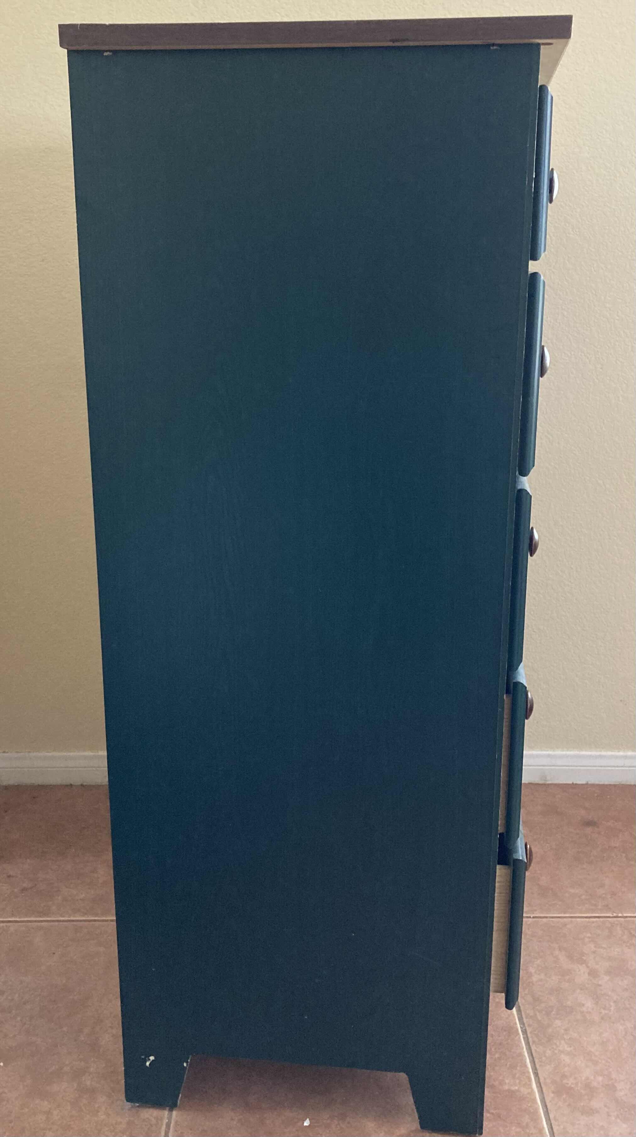 Photo 3 of PERDUE FURNITURE GREEN & WOOD FINISH 5 DRAWER WOOD CHEST DRESSER 32” X 18” H47.25”