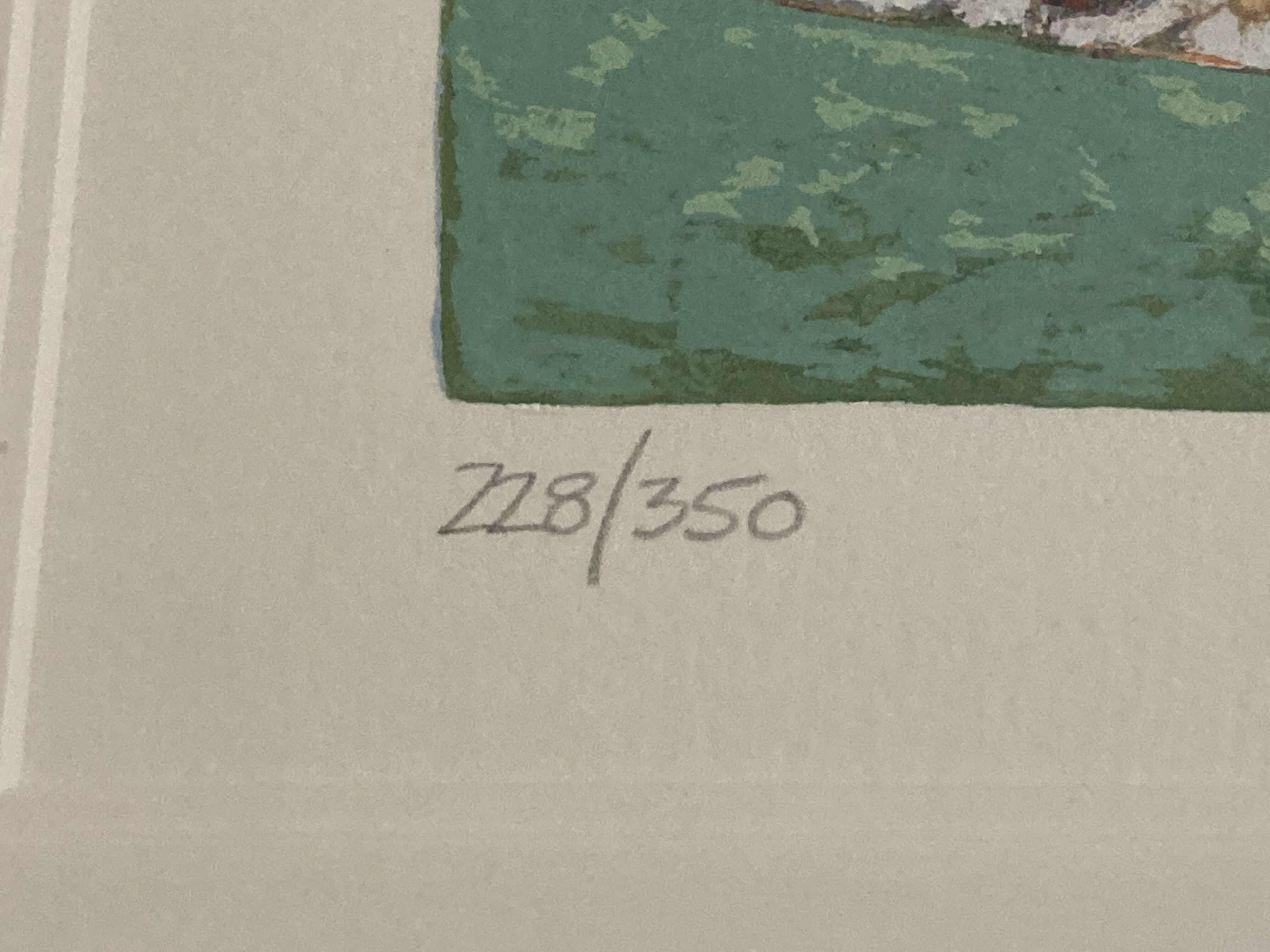 Photo 1 of LE BASSIN SERIGRAPH FRAMED ARTWORK SIGNED BY ANDRE BARDET 228/350 18.5” X 17”