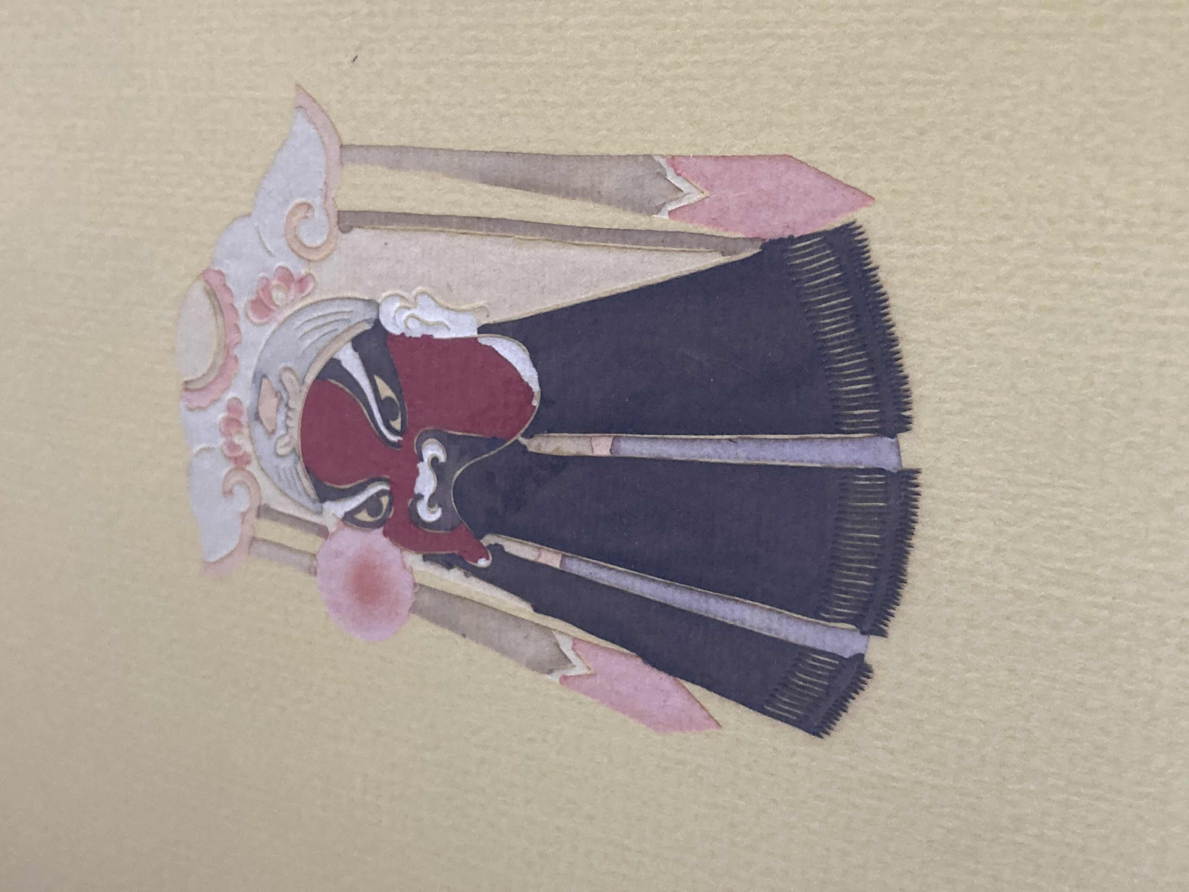 Photo 3 of PANDAS & CHINESE GODS FRAMED PAPER ARTWORK 13.25” X 17.25”