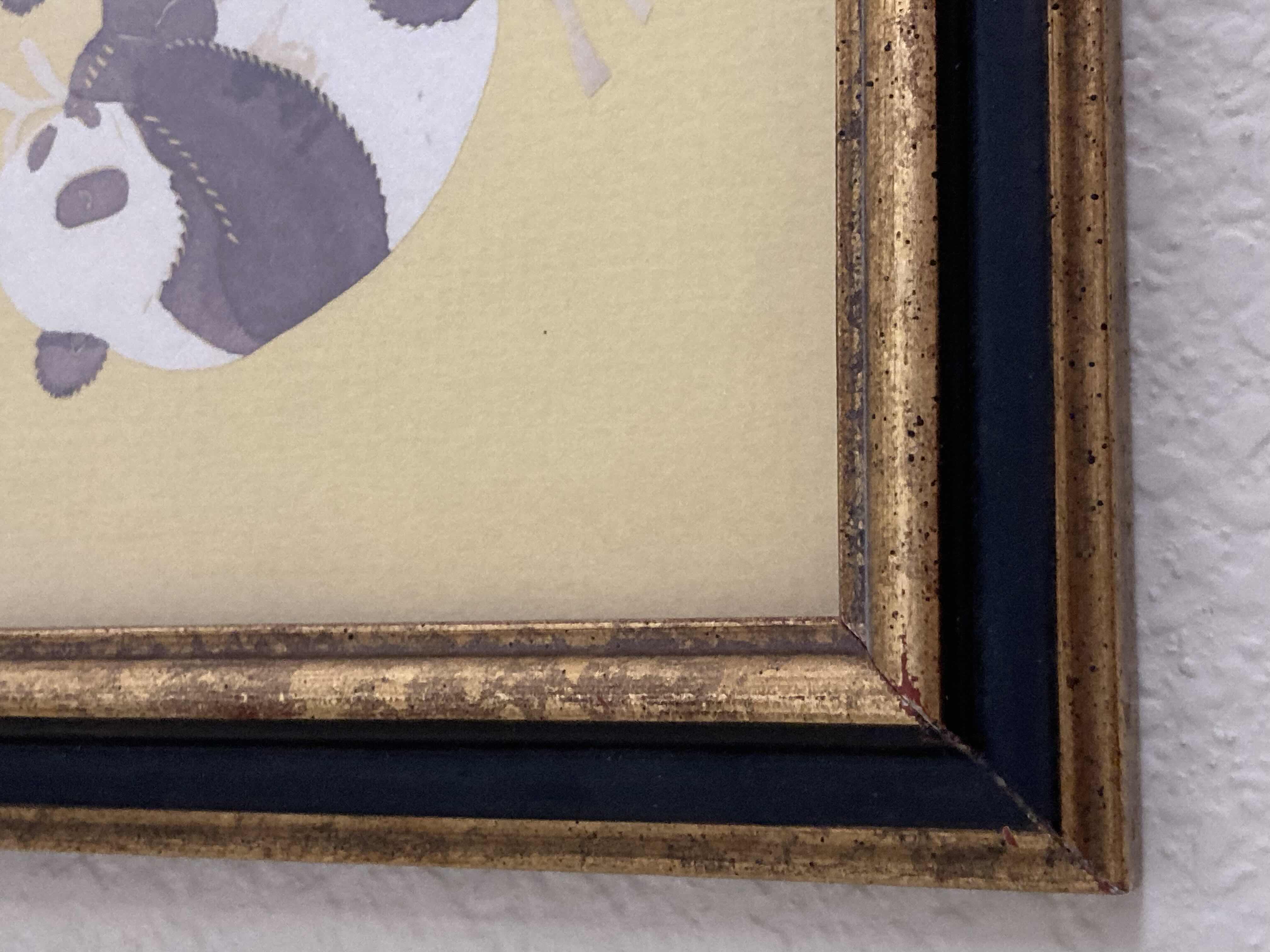 Photo 1 of PANDAS & CHINESE GODS FRAMED PAPER ARTWORK 13.25” X 17.25”