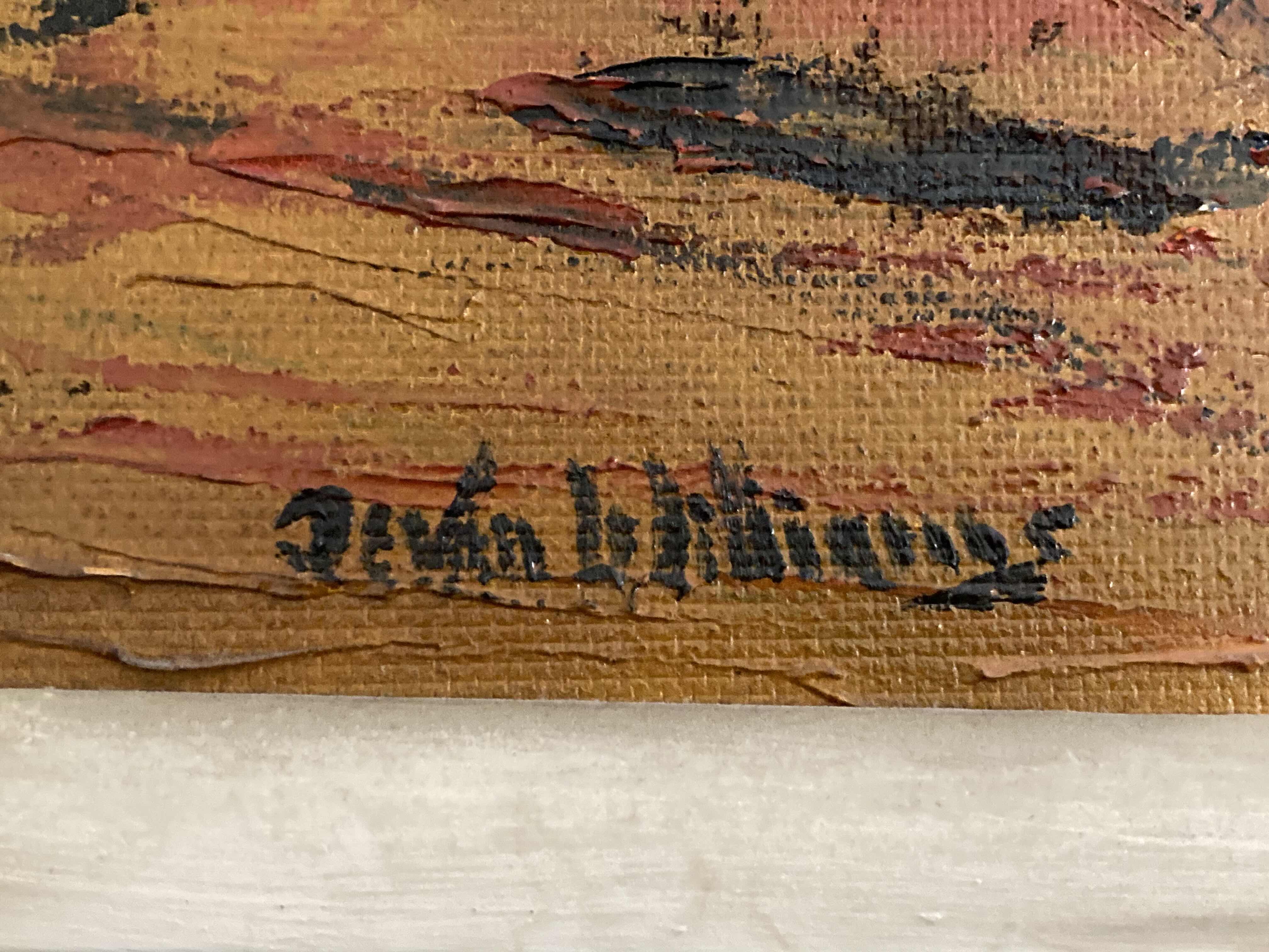 Photo 1 of OLD WORLD SHIPYARD FRAMED CANVAS OIL PAINTING SIGNED BY ARTIST 31.5” X 31.5”