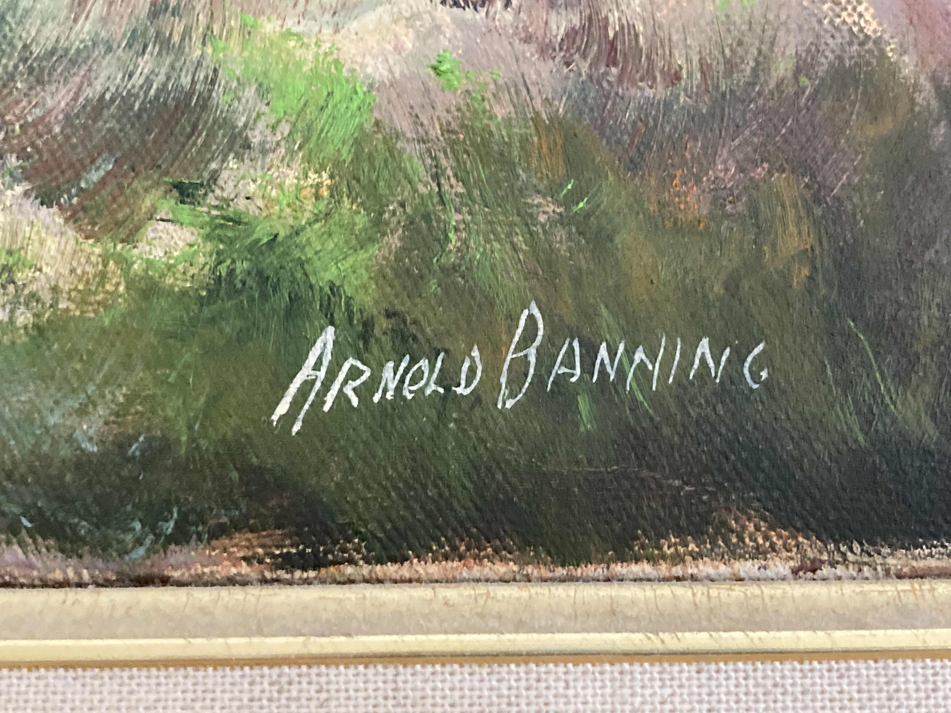 Photo 3 of ALONG THE FLORIDA KEYS FRAMED CANVAS OIL PAINTING SIGNED BY ARNOLD BANNING W BAMBOO STYLE FRAME & COA 27.5” X 21.5”