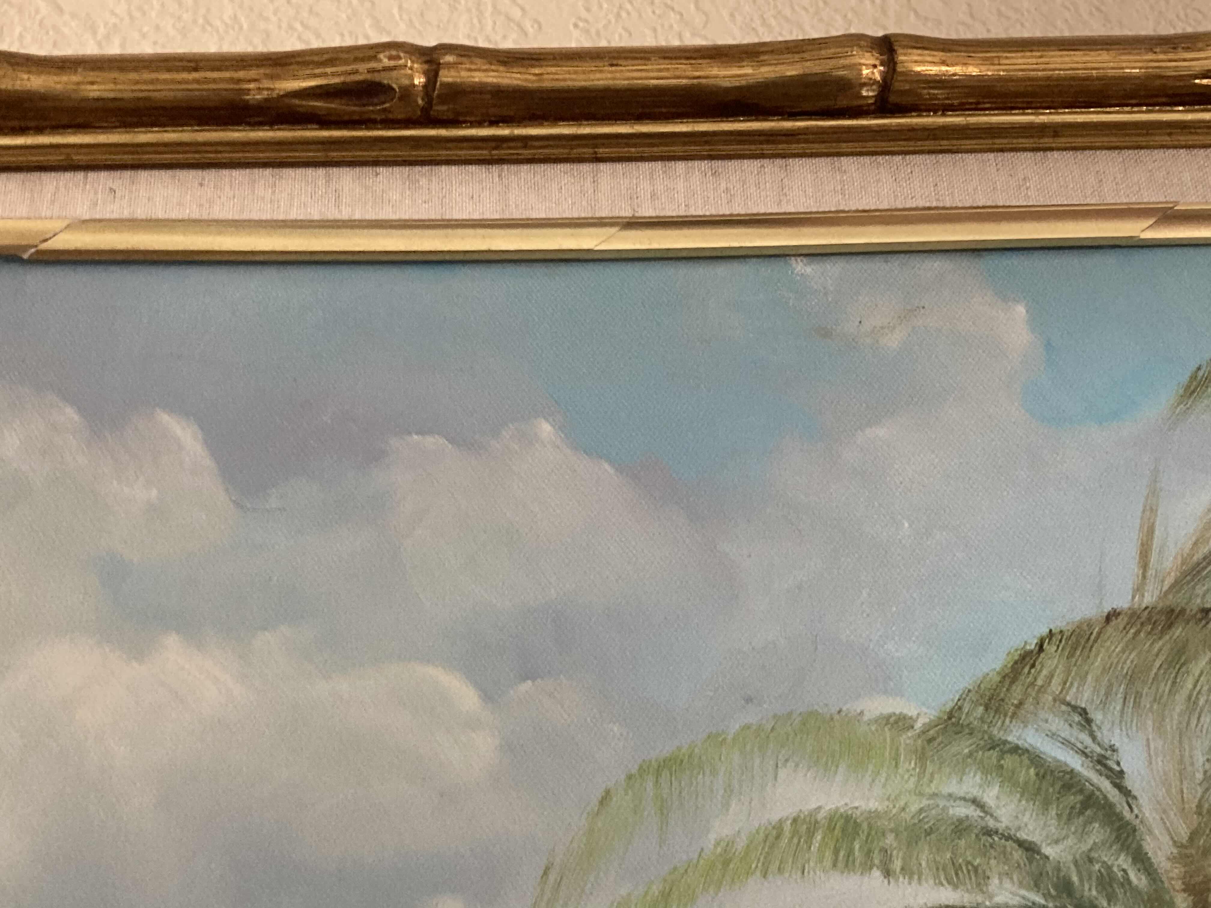 Photo 6 of ALONG THE FLORIDA KEYS FRAMED CANVAS OIL PAINTING SIGNED BY ARNOLD BANNING W BAMBOO STYLE FRAME & COA 27.5” X 21.5”