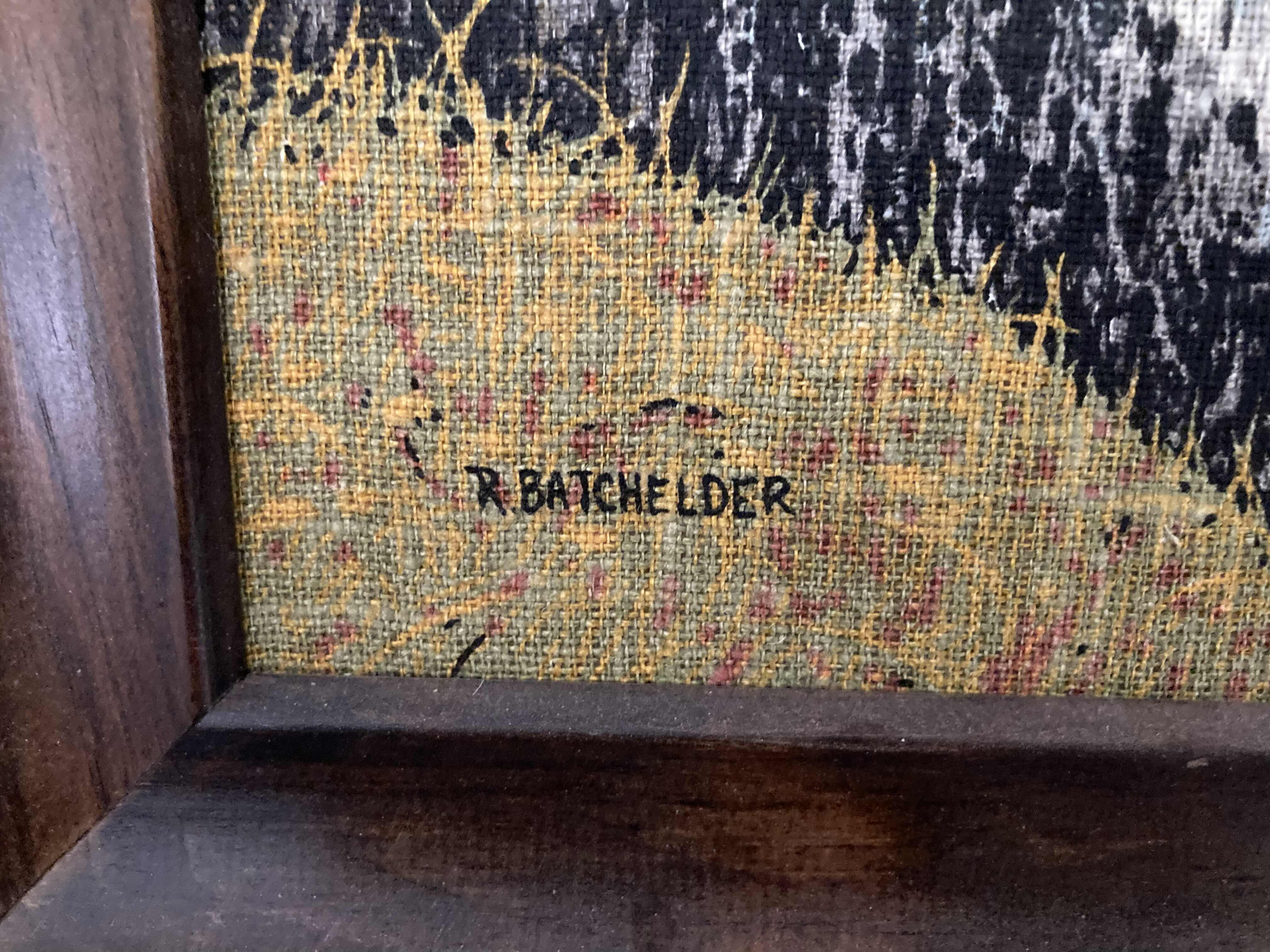 Photo 3 of RIVER IN AUTUMN FRAMED STITCH ARTWORK BY R. BATCHELDER 16.25” X 16.25”