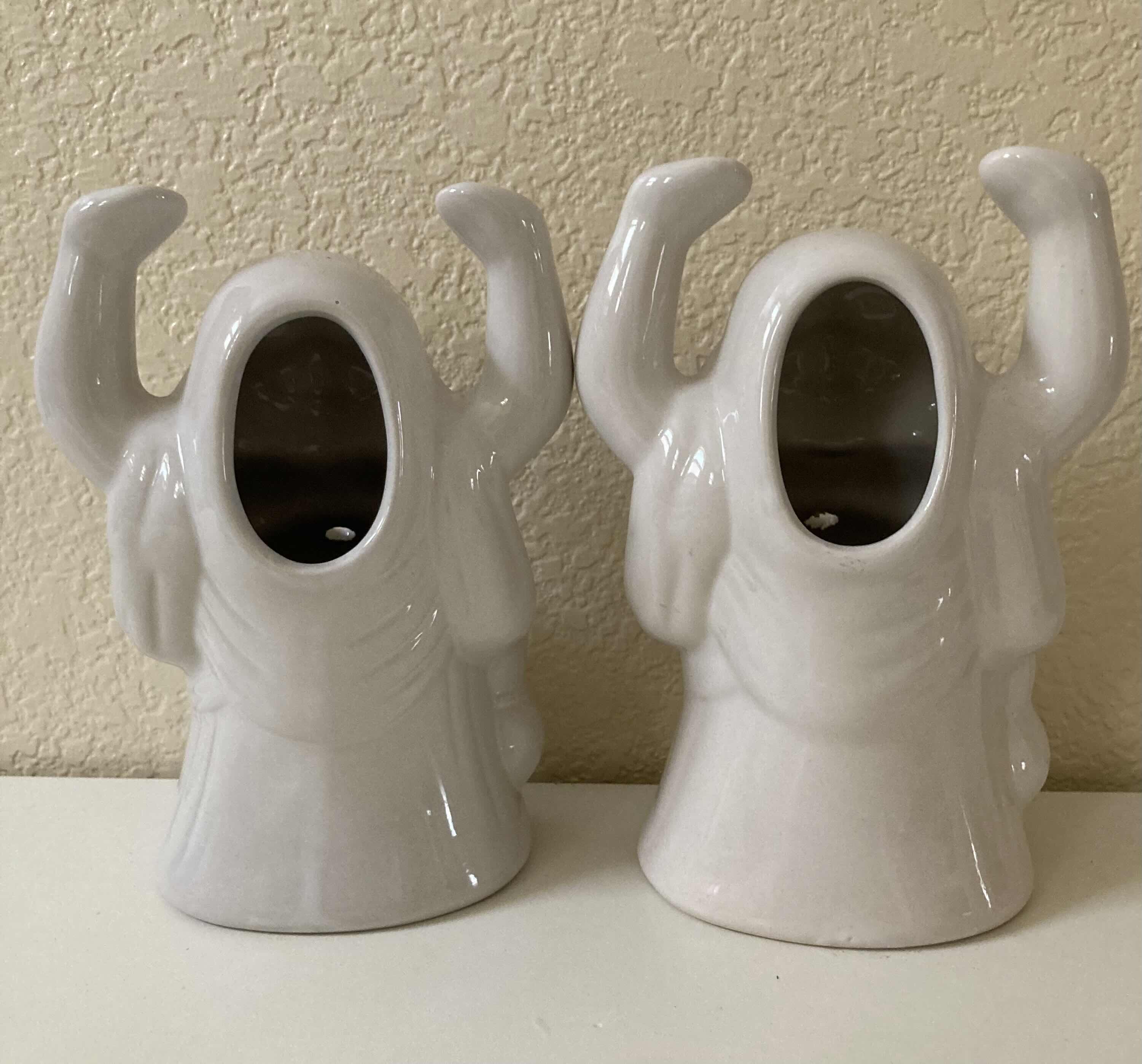 Photo 1 of BUDDA CERAMIC TEA LIGHT CANDLE HOLDERS (2) 5” X 3” H7”