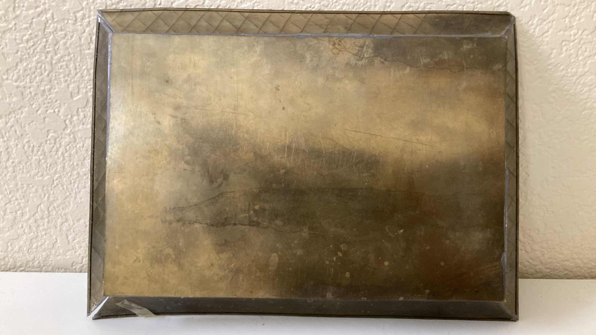 Photo 1 of ANTIQUE OLD WORLD SHIPS PAINTED TILE METAL FRAMED TRAY 10.5” X 7.5” H1”