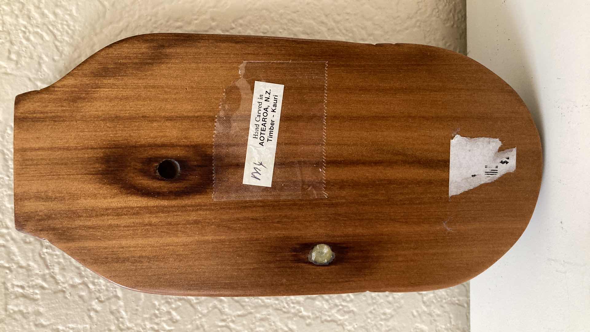 Photo 1 of HAND CARVED WOOD TIKI FACE WALL ART FROM AOTEAROA NZ KAURI TIMBER 3.75” X 7”