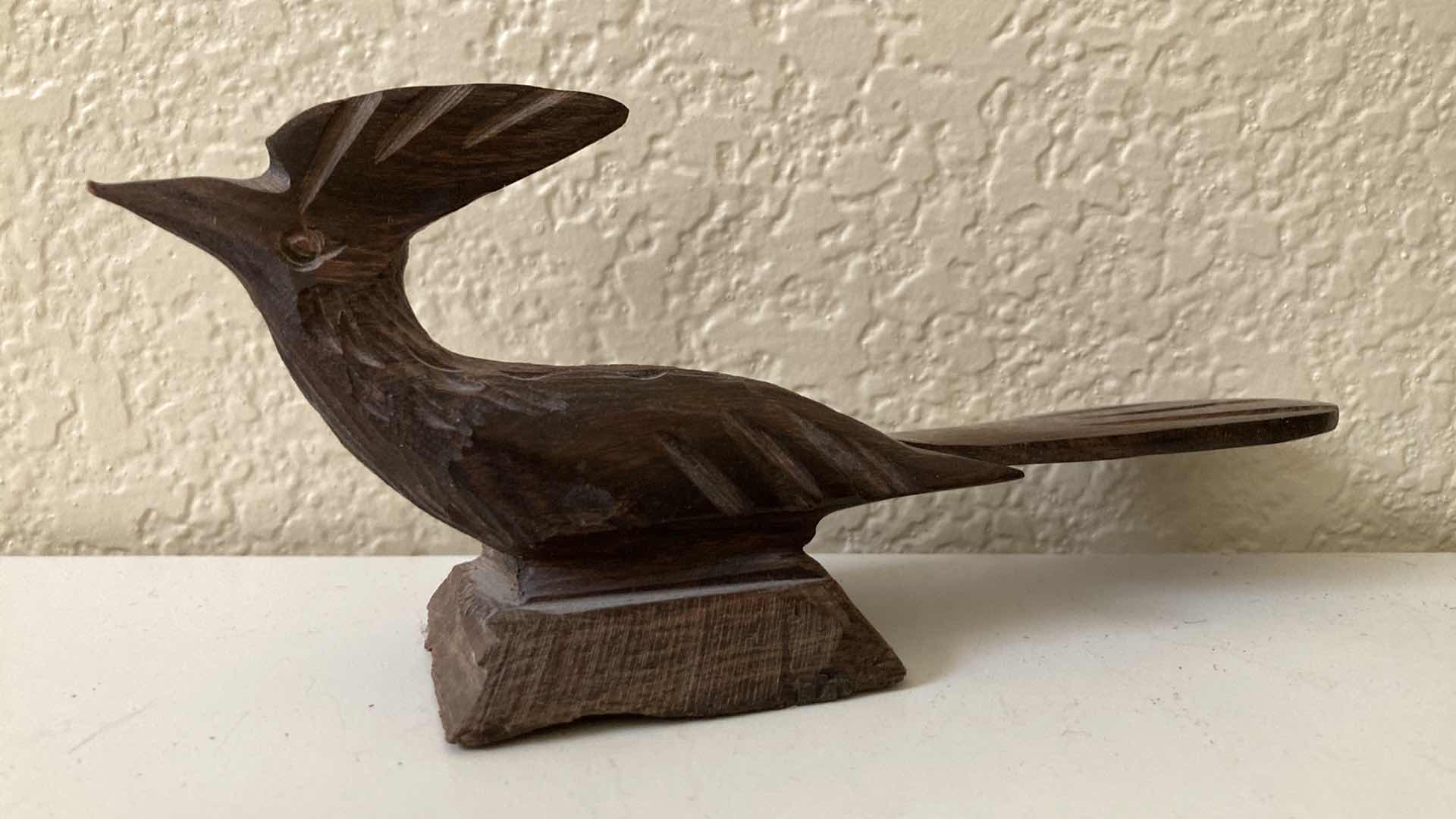 Photo 3 of HAND CARVED WOOD ROADRUNNER H3” & HANDCRAFTED WOOD TOUCAN H8” DECOR