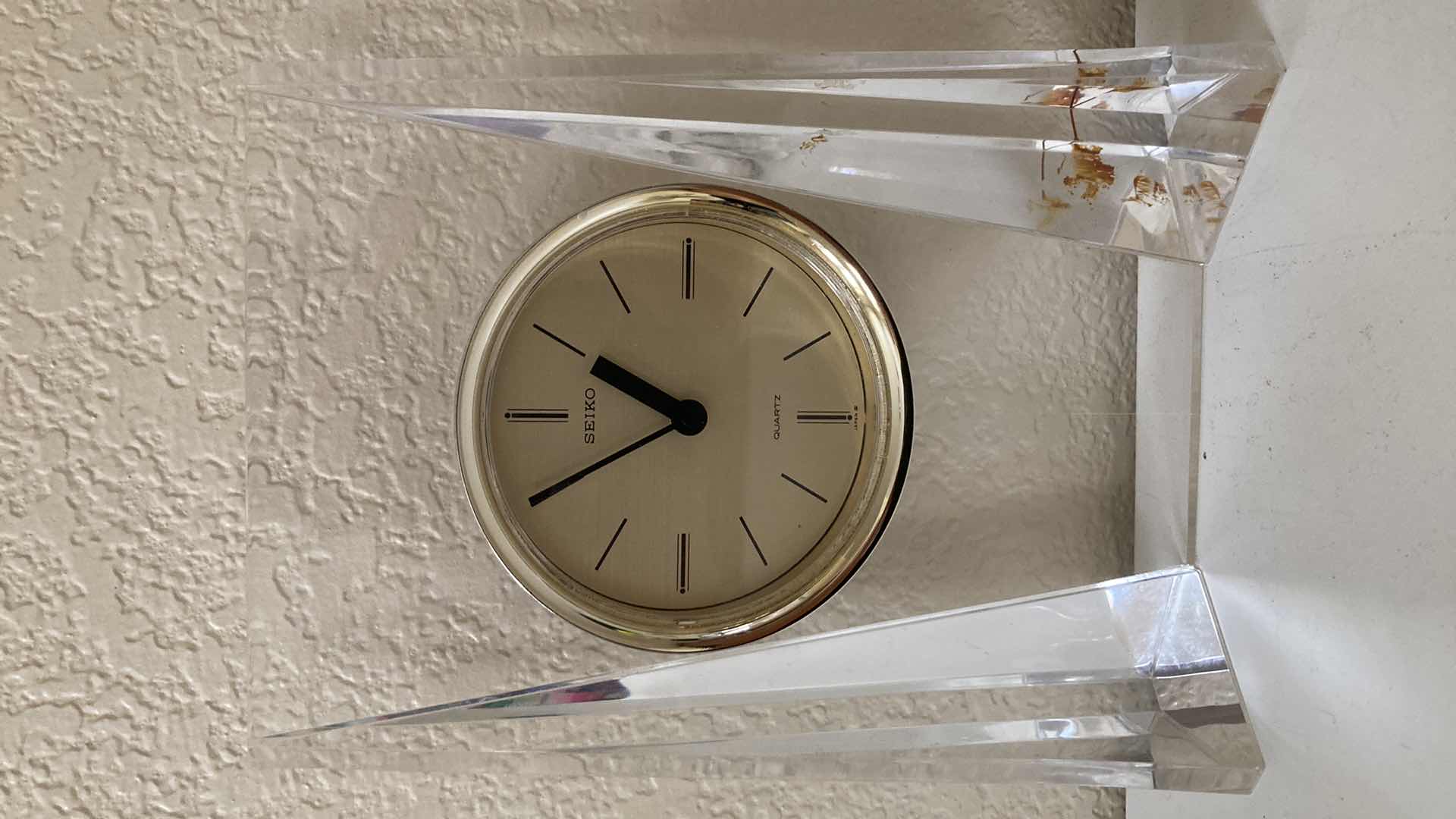 Photo 1 of SEIKO QUARTZ ACRYLIC DESK CLOCK 6.75” X 8.75”