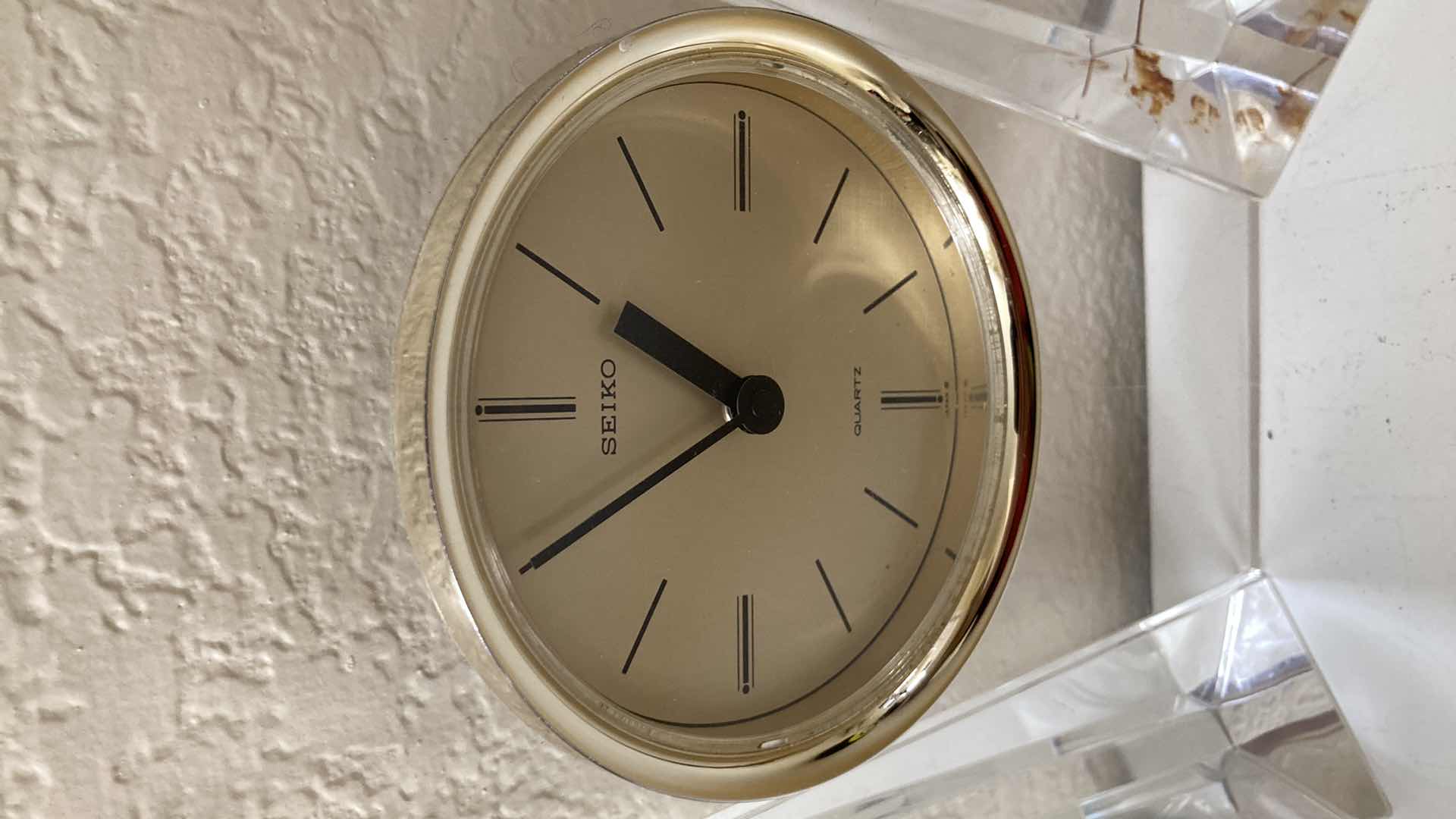 Photo 1 of SEIKO QUARTZ ACRYLIC DESK CLOCK 6.75” X 8.75”