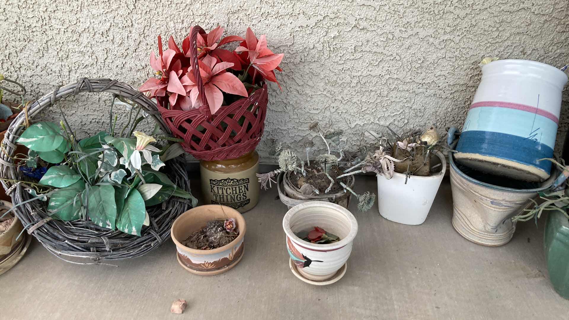 Photo 1 of OUTDOOR PLANTERS & FLOWER POTS W PLANTER RACK- VARIOUS STYLE & CONDITIONS