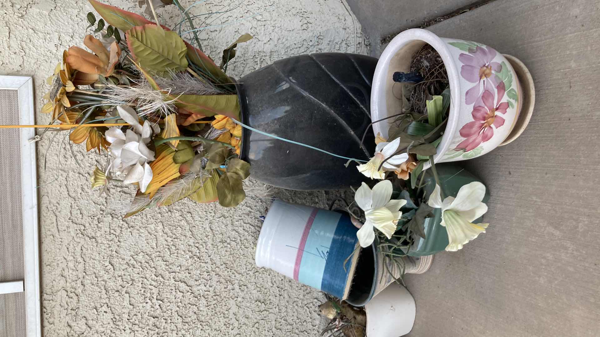 Photo 1 of OUTDOOR PLANTERS & FLOWER POTS W PLANTER RACK- VARIOUS STYLE & CONDITIONS