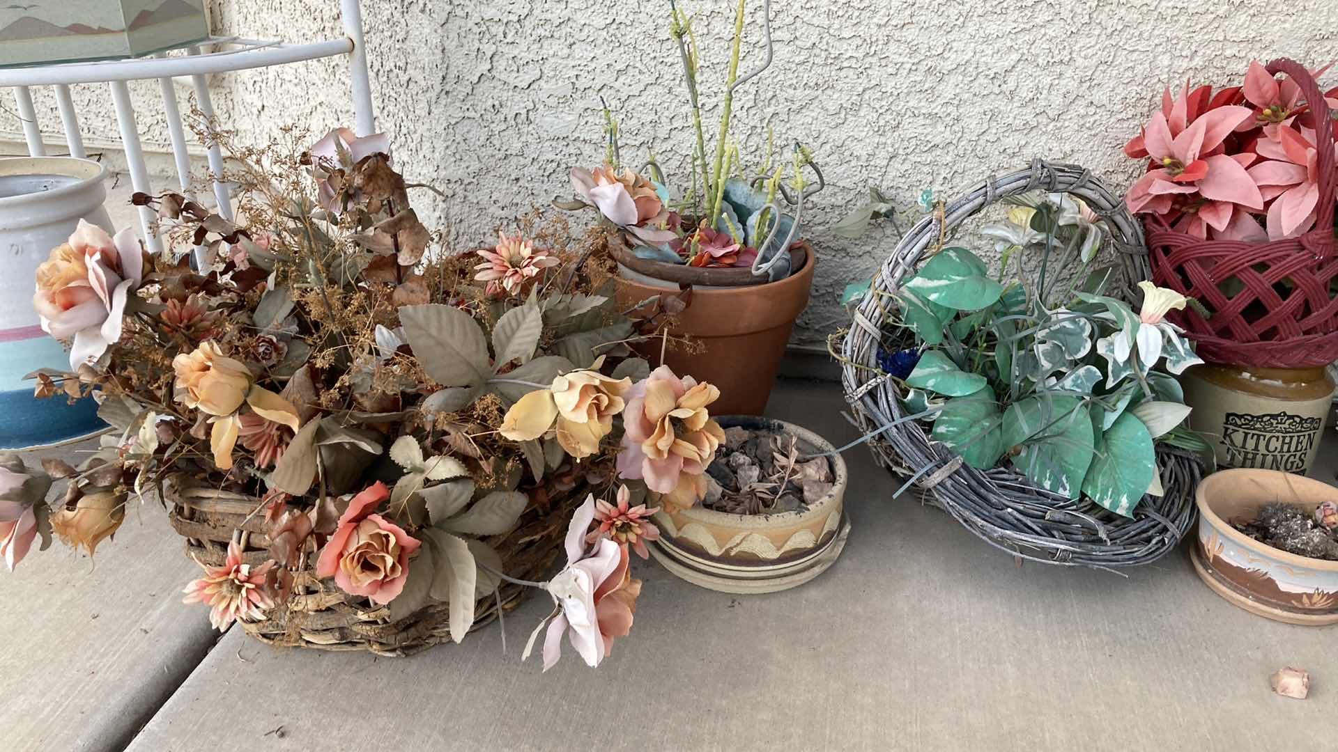 Photo 1 of OUTDOOR PLANTERS & FLOWER POTS W PLANTER RACK- VARIOUS STYLE & CONDITIONS