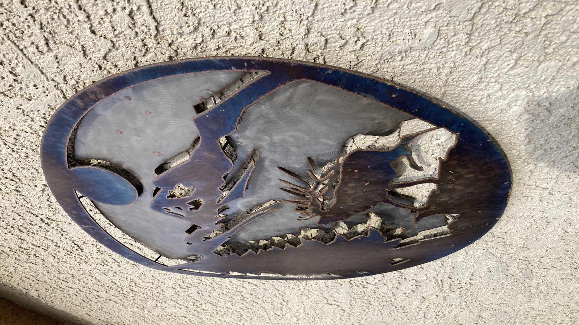 Photo 1 of OUTDOOR ELK UNDER MOONLIGHT METAL CRAFTED 2D WALL ART 23.5”