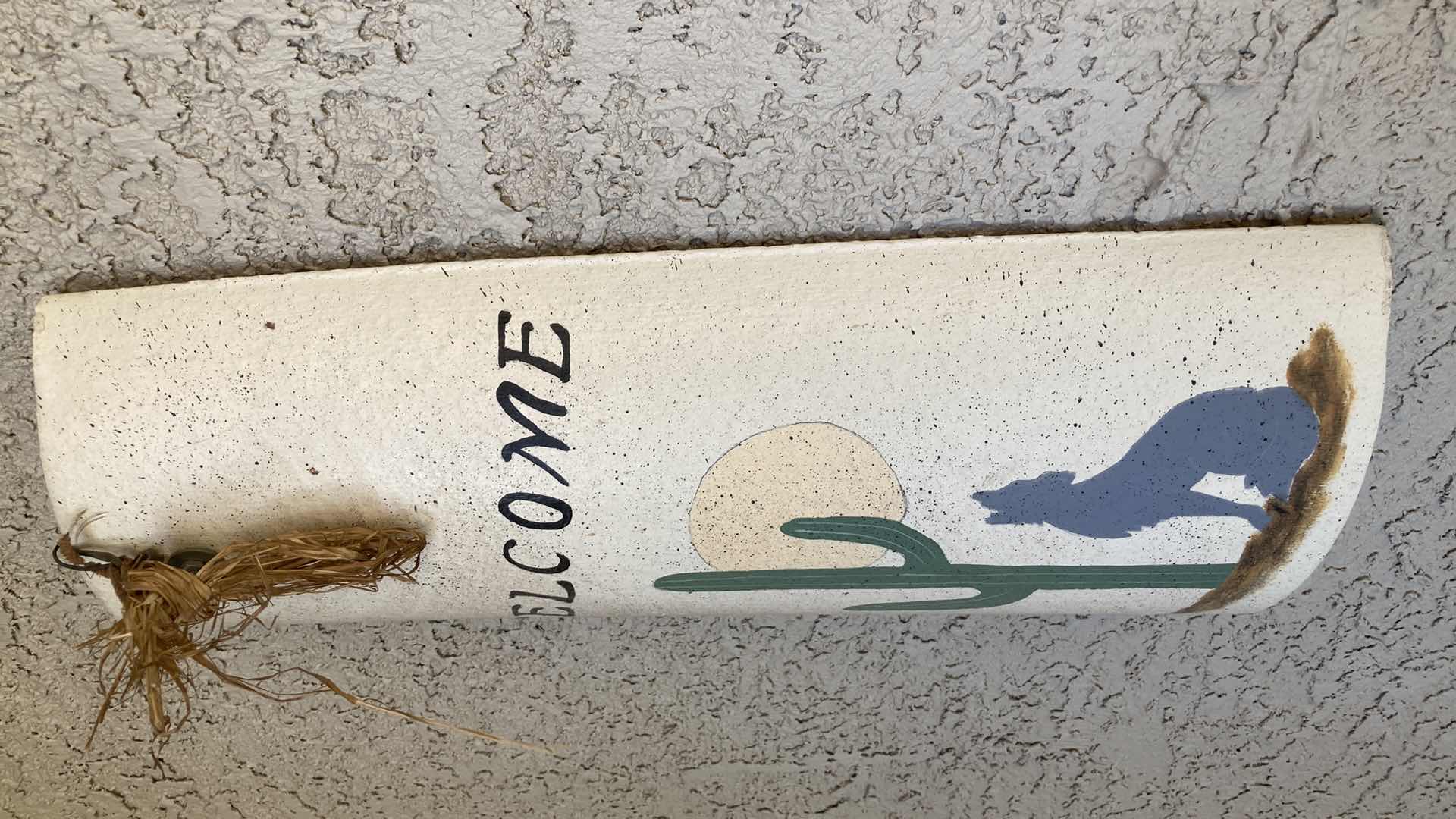 Photo 1 of OUTDOOR DESERT HOWLING COYOTE CERAMIC WELCOME SIGN 9.25” X 18”