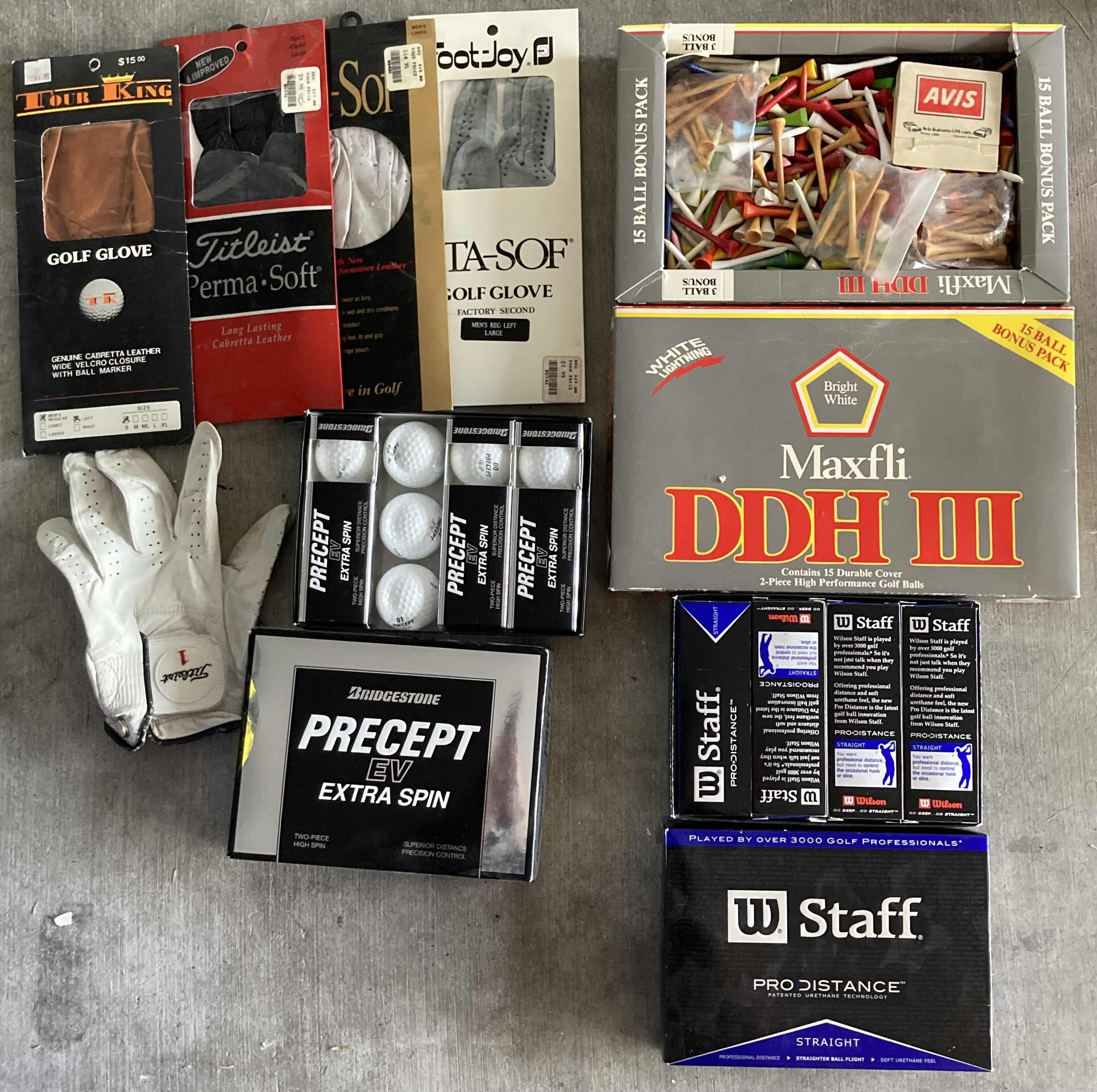 Photo 1 of GOLF ACCESSORIES SET- GOLF GLOVES, BALLS & NAIL/MARKERS VARIOUS BRANDS