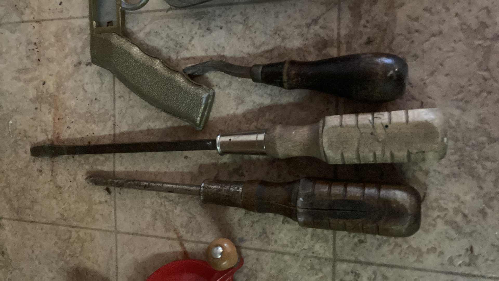 Photo 1 of VINTAGE WOOD HANDLE TOOLS