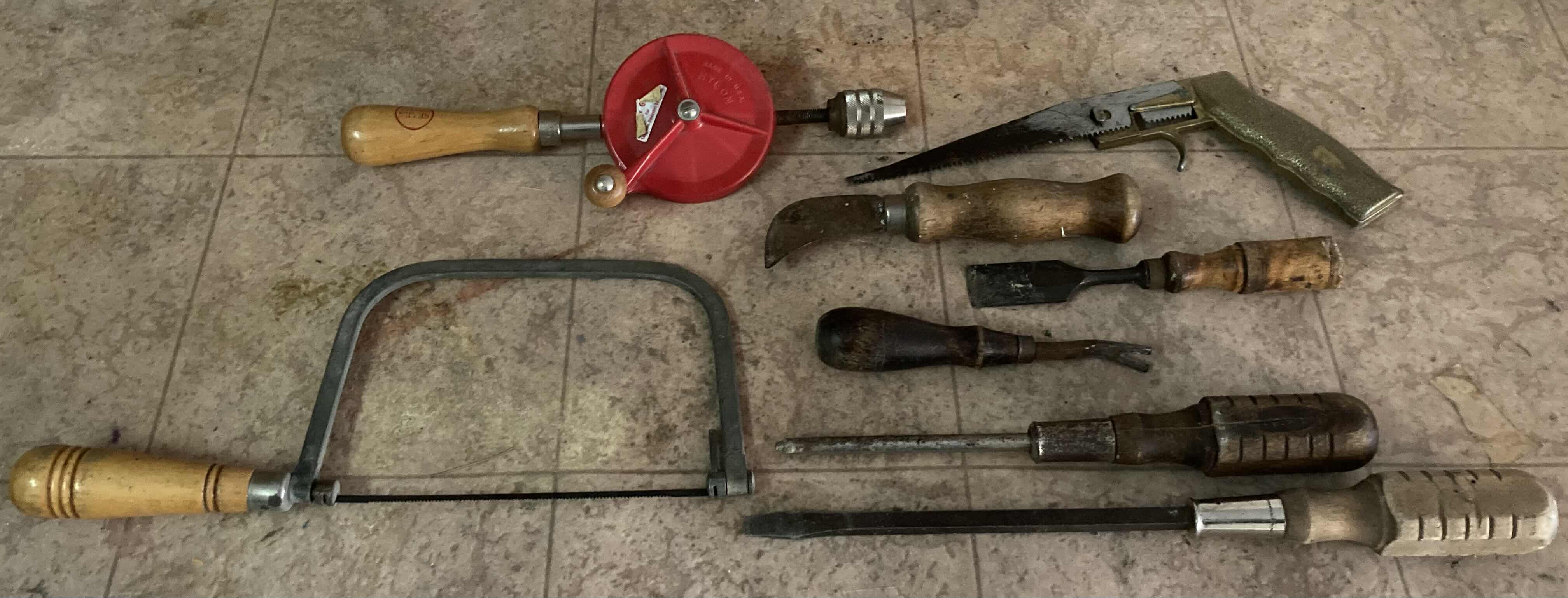 Photo 1 of VINTAGE WOOD HANDLE TOOLS