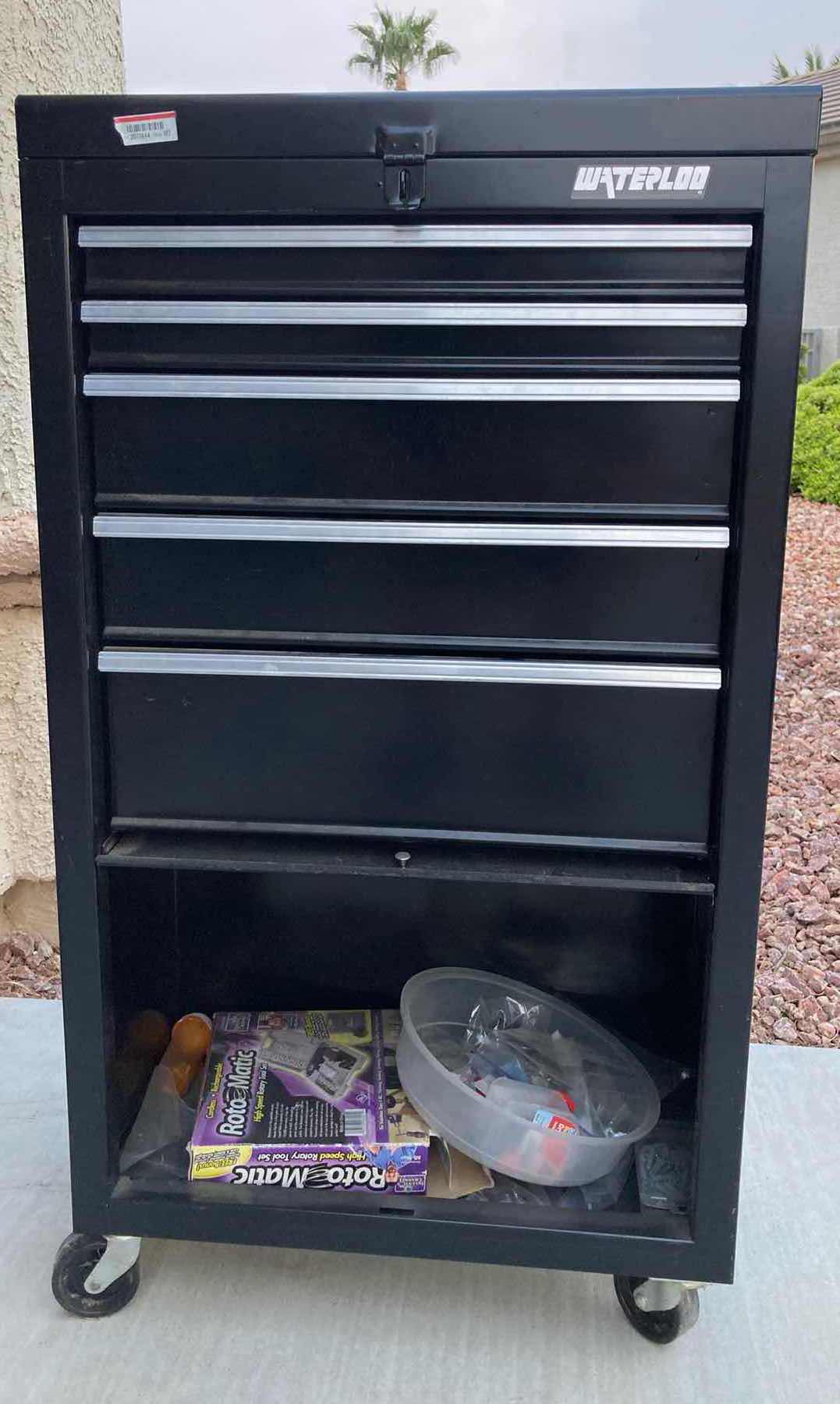 Photo 1 of WATERLOO ROLLING METAL TOOLBOX W CONTENTS INCLUDED 22” X 12” H40”