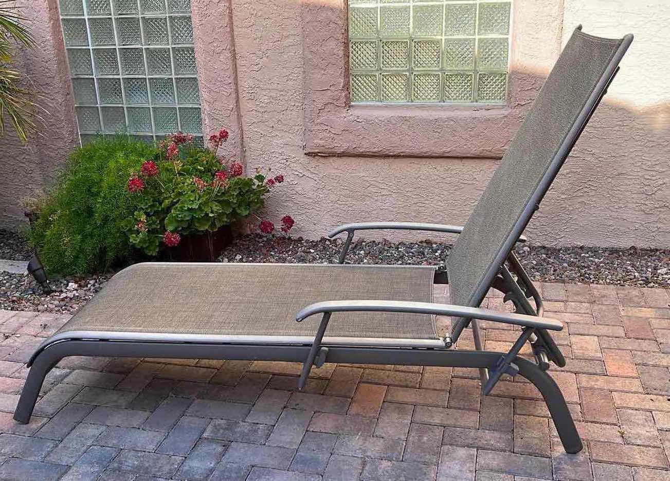 Photo 1 of SUNBRELLA GRAY SLING PATIO CHAISE LOUNGE CHAIR 30” X 86” 17”-43.5”