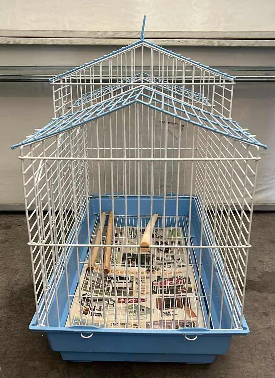 Photo 1 of BLUE & WHITE METAL BIRD CAGE 26” X 13” H22”