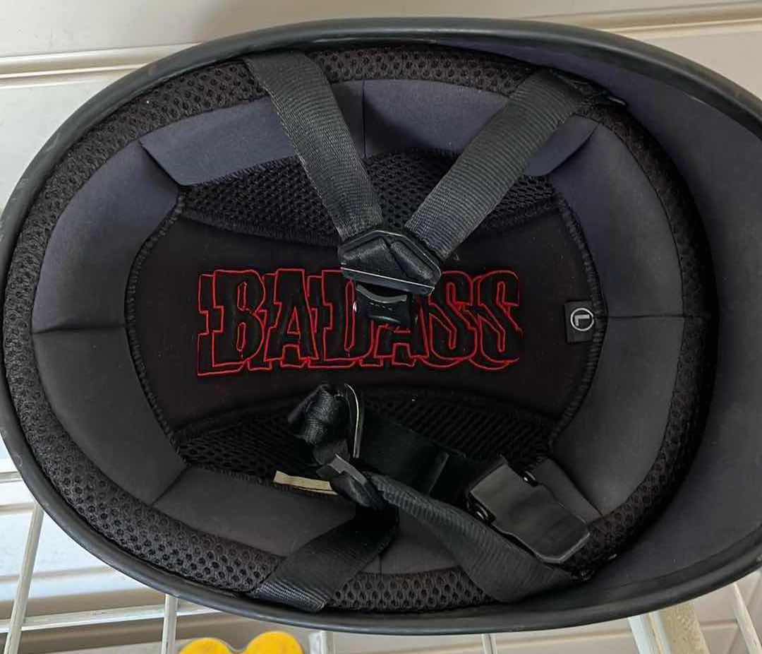 Photo 1 of BADASS MATTE BLACK MOTORCYCLE HELMET MENS LG