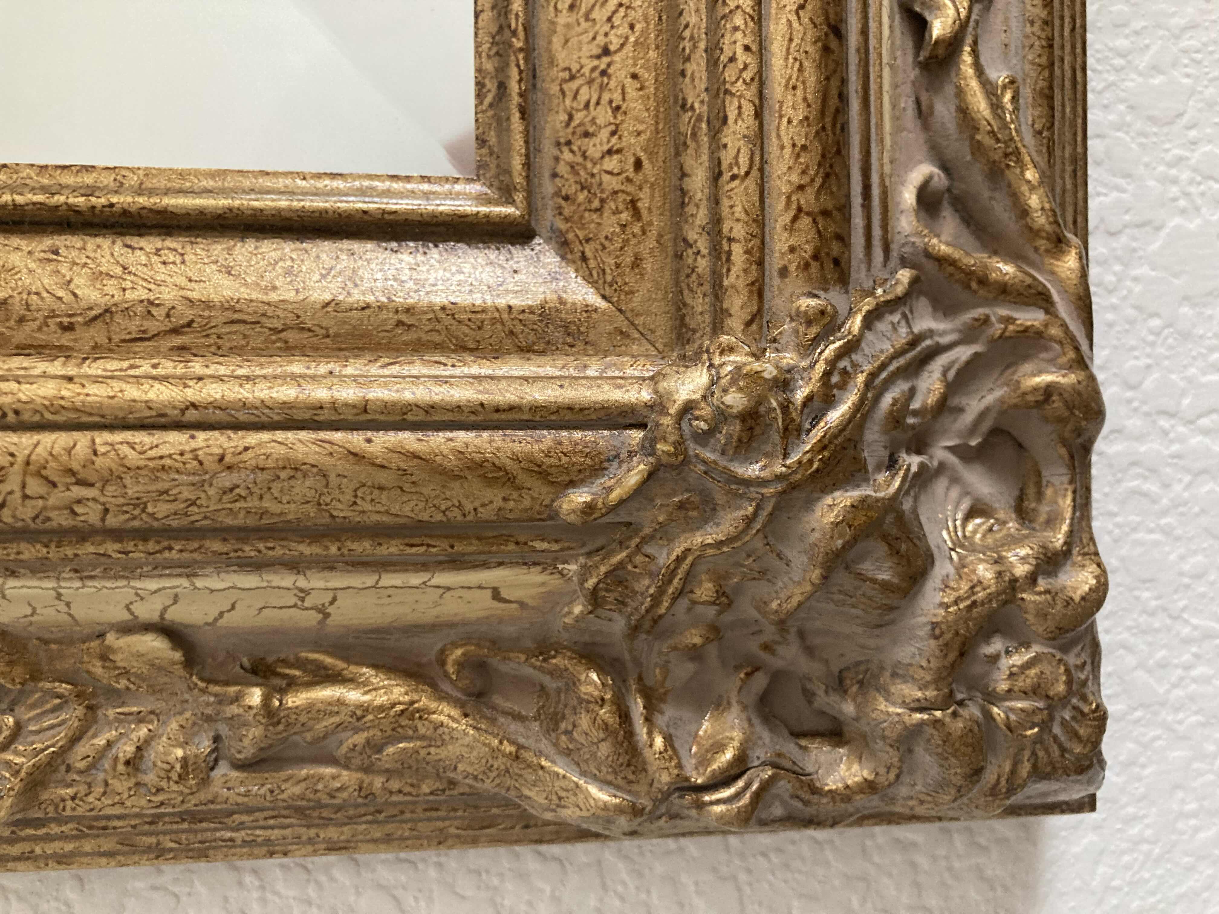 Photo 1 of FRENCH BRONZE FINISH HANGING MIRROR 47” X 37”