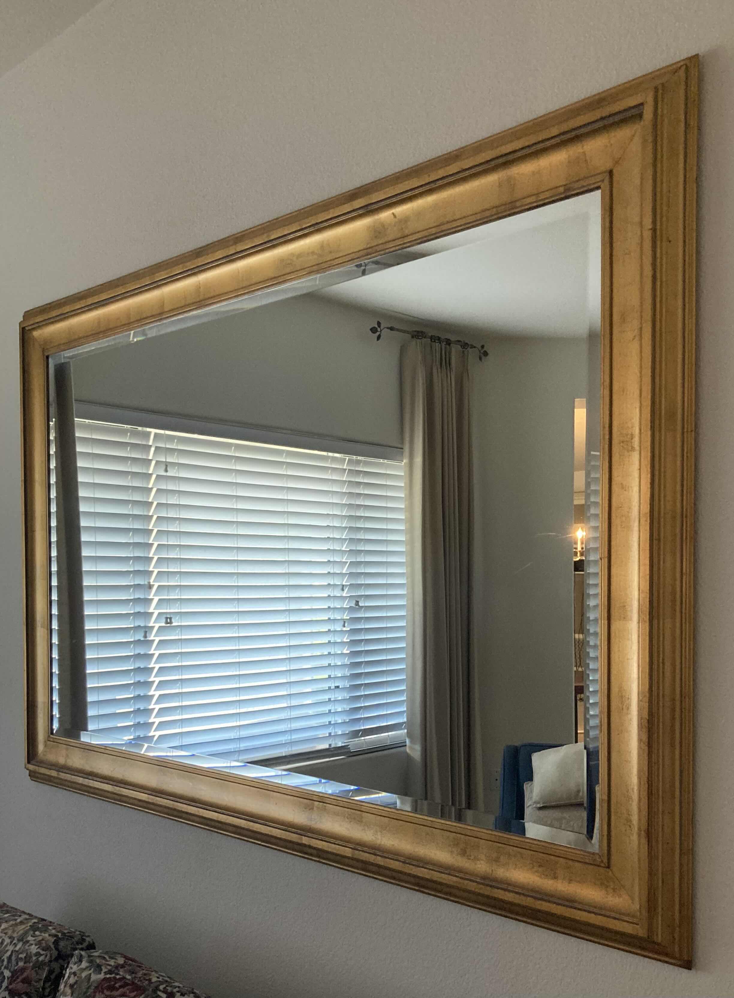 Photo 1 of RUSTIC GILT HANGING MIRROR 70” X 45.5”