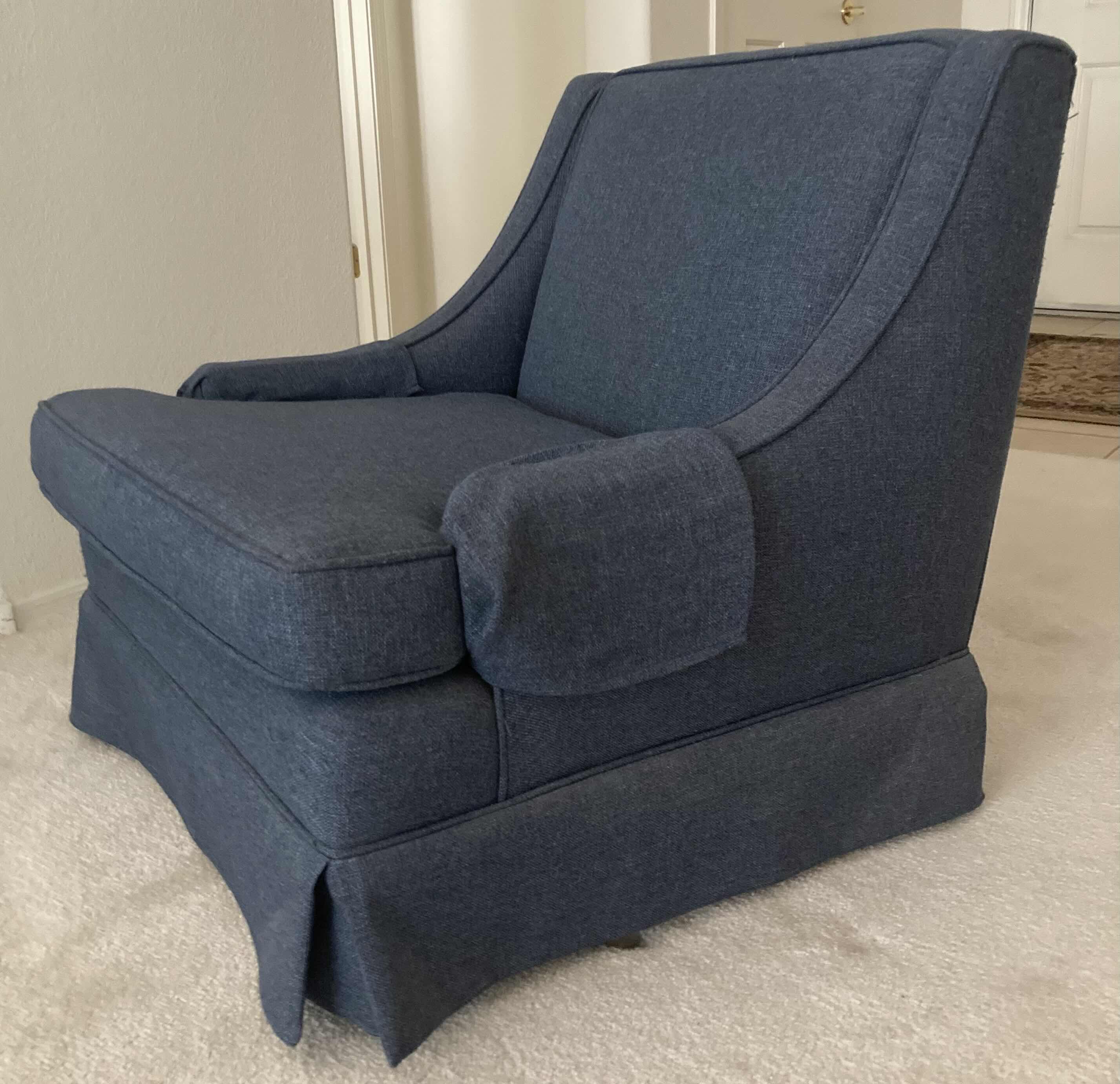 View 3 of AYLA BLUE UPHOLSTERY 360 SWIVEL LOUNGE CHAIR 29” X 27” H28”
