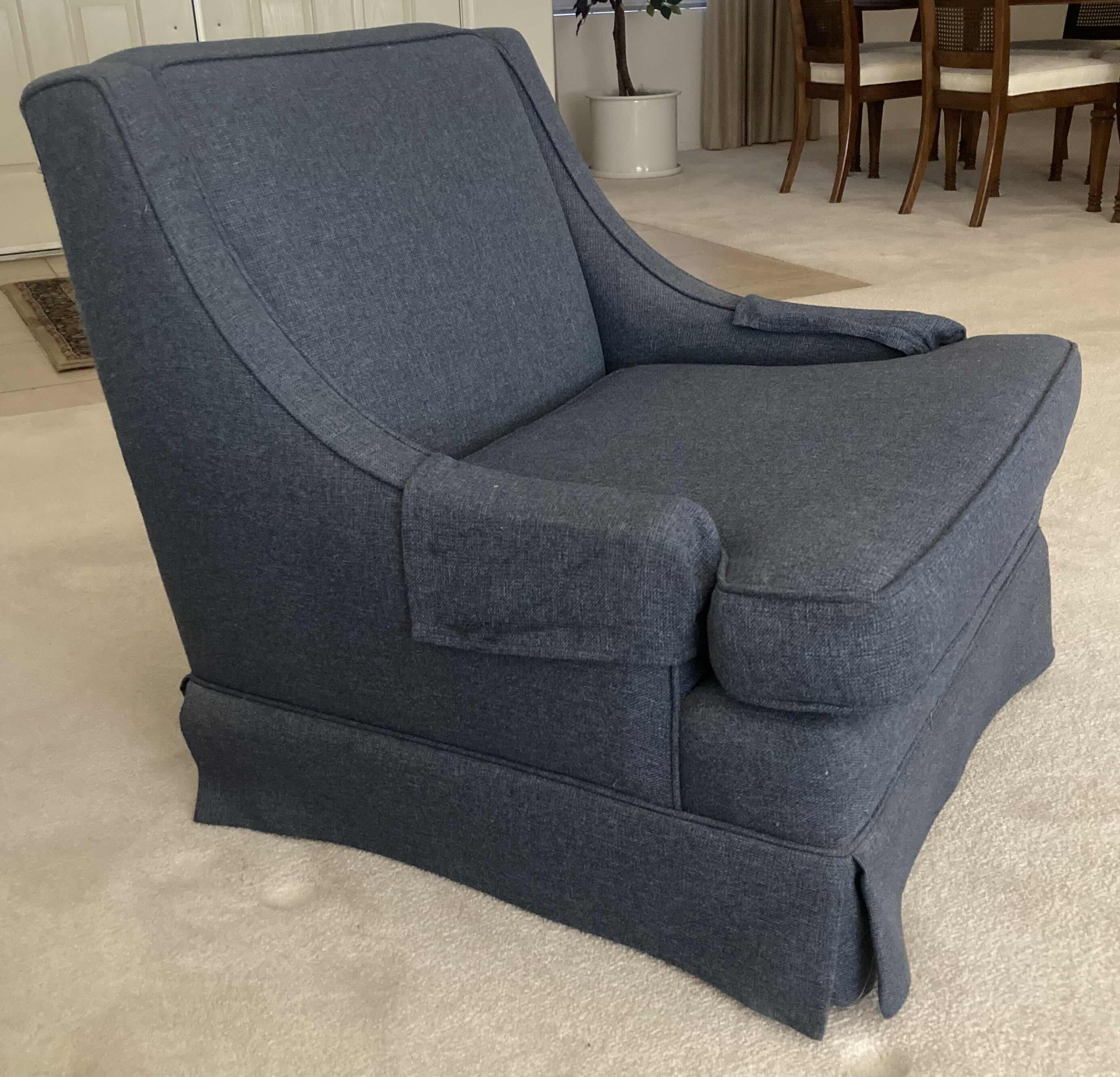 View 2 of AYLA BLUE UPHOLSTERY 360 SWIVEL LOUNGE CHAIR 29” X 27” H28”