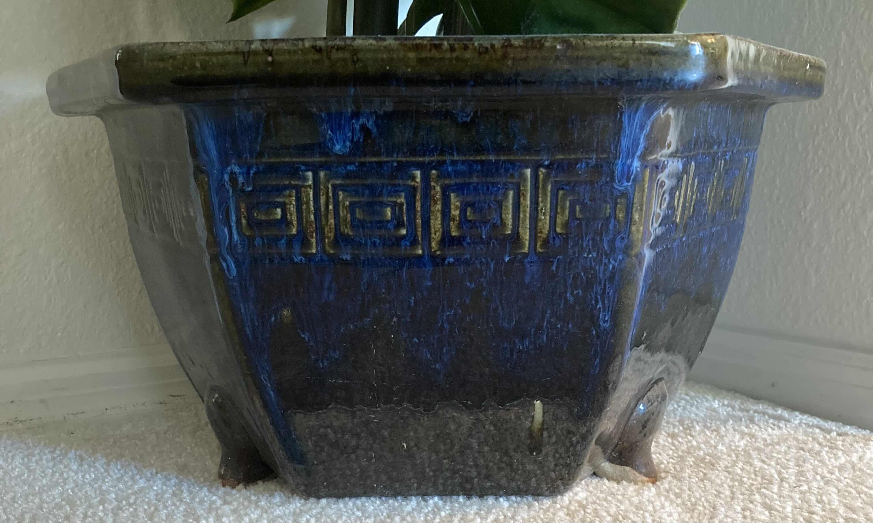 Photo 1 of MONSTERA ARTIFICIAL DECORATIVE TREE W BLUE CERAMIC POT H68”