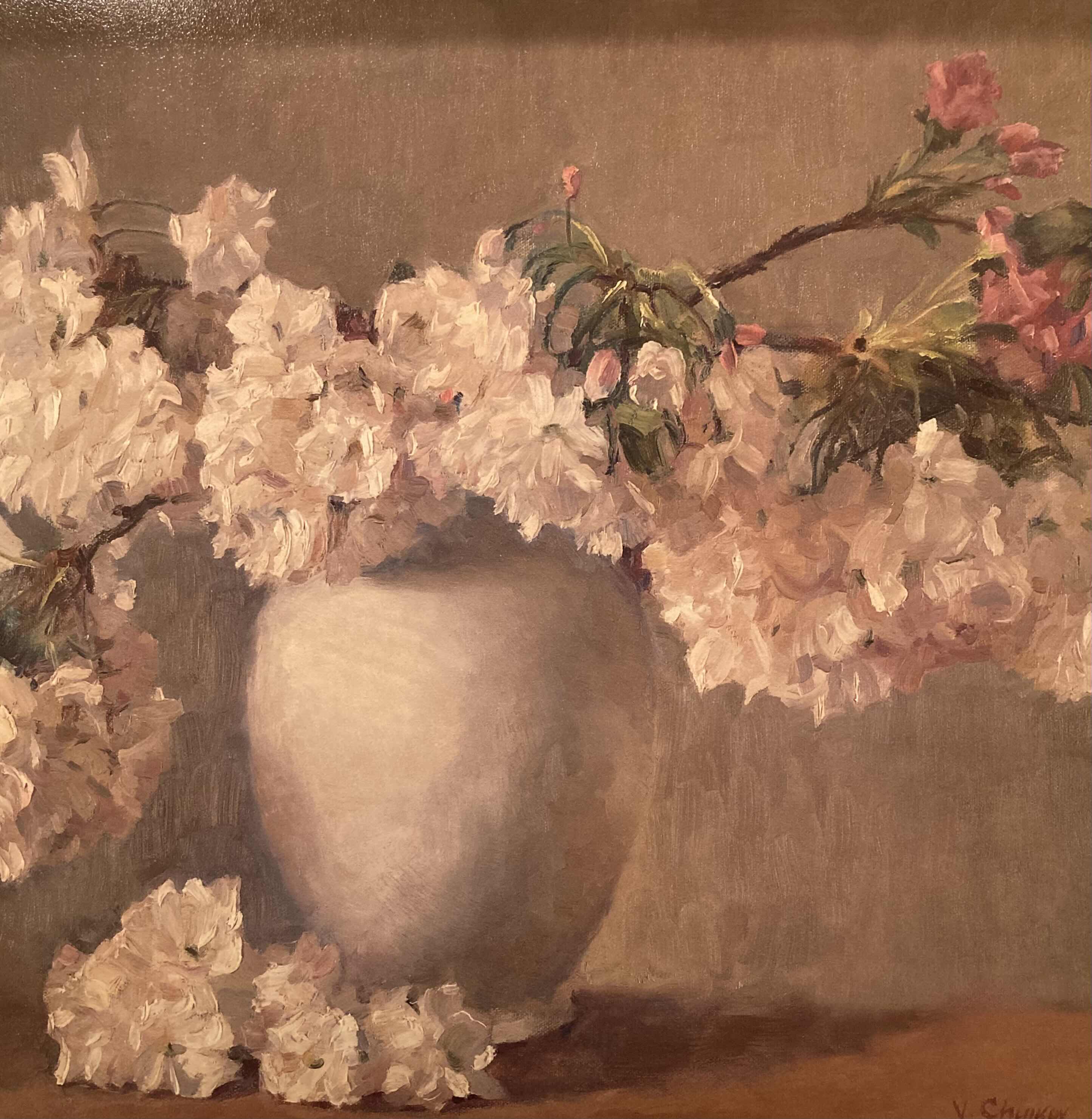 Photo 1 of CHERRY BLOSSOM PAINTING SIGNED BY VALERITY CHUIKOV FRAMED WALL ART 27.5” X 27.5”