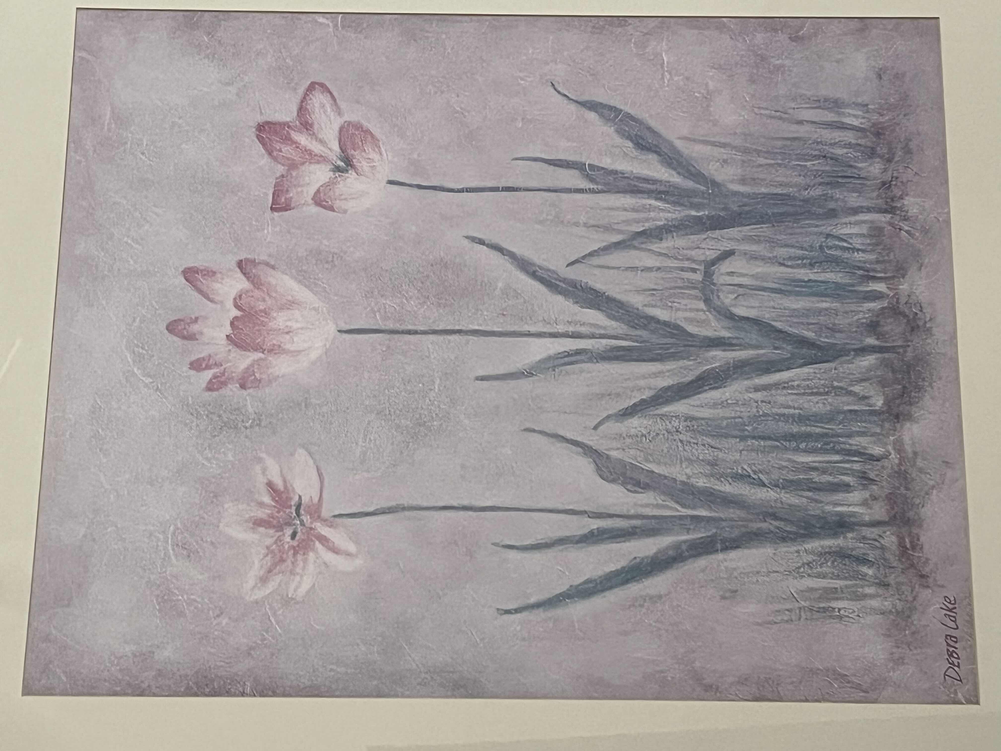 Photo 1 of PINK BLOSSOM FRAMED REPRINT ARTWORK BY DEBRA LAKE 22” X 26”